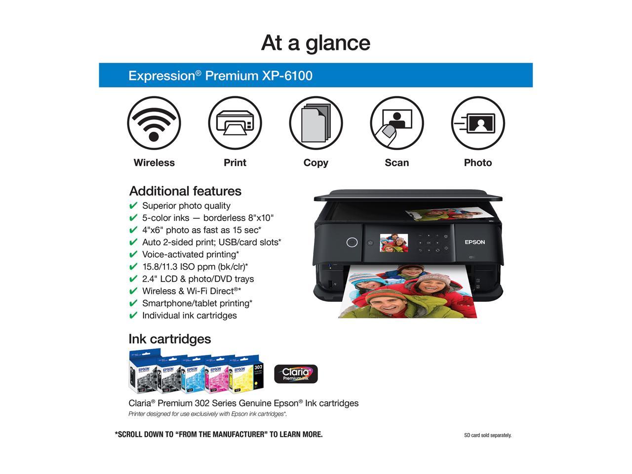 Epson Expression Premium XP-6100 Wireless Color Photo Printer with Scanner and Copier 3