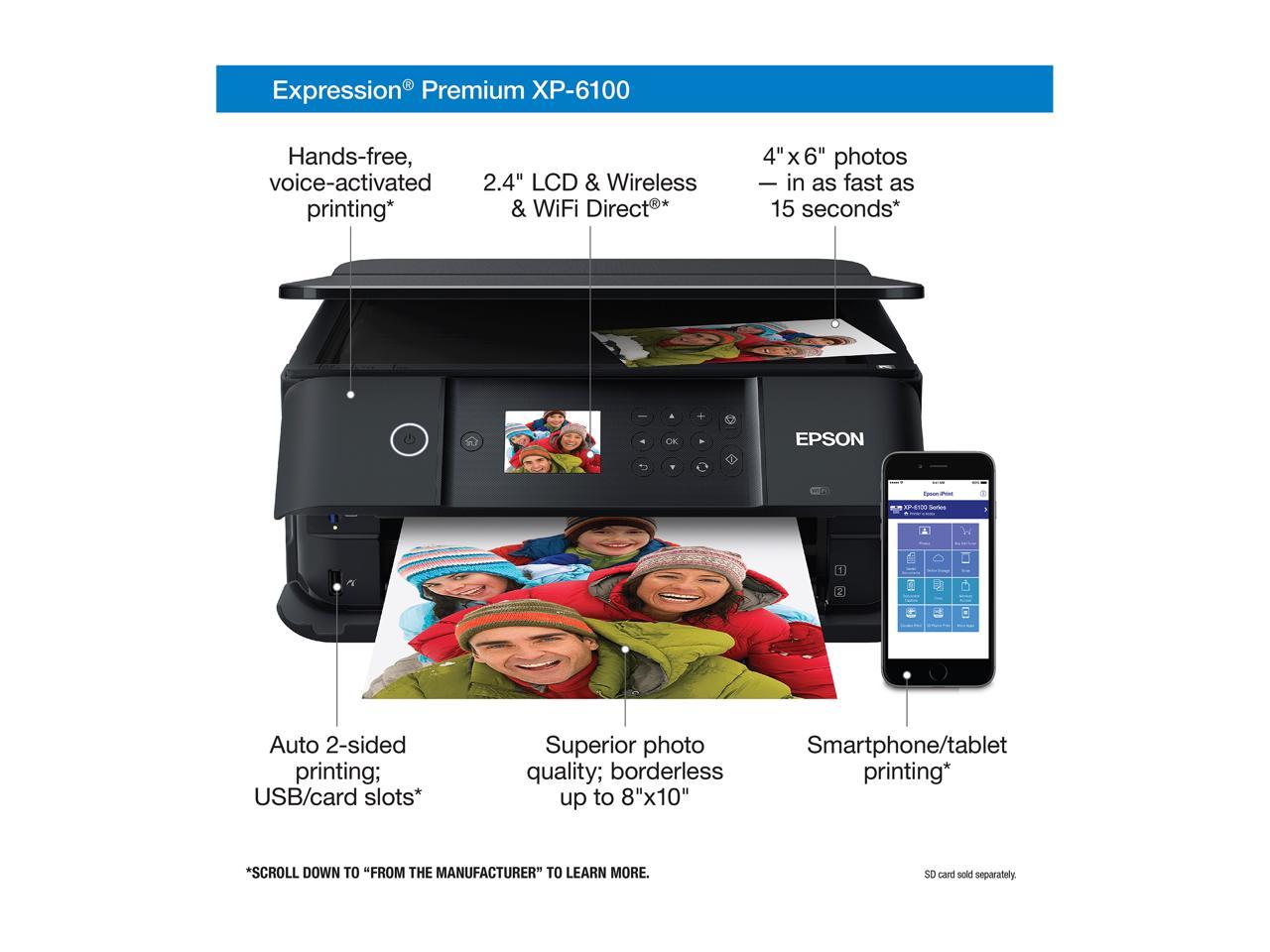 Epson Expression Premium XP-6100 Wireless Color Photo Printer with Scanner and Copier 4