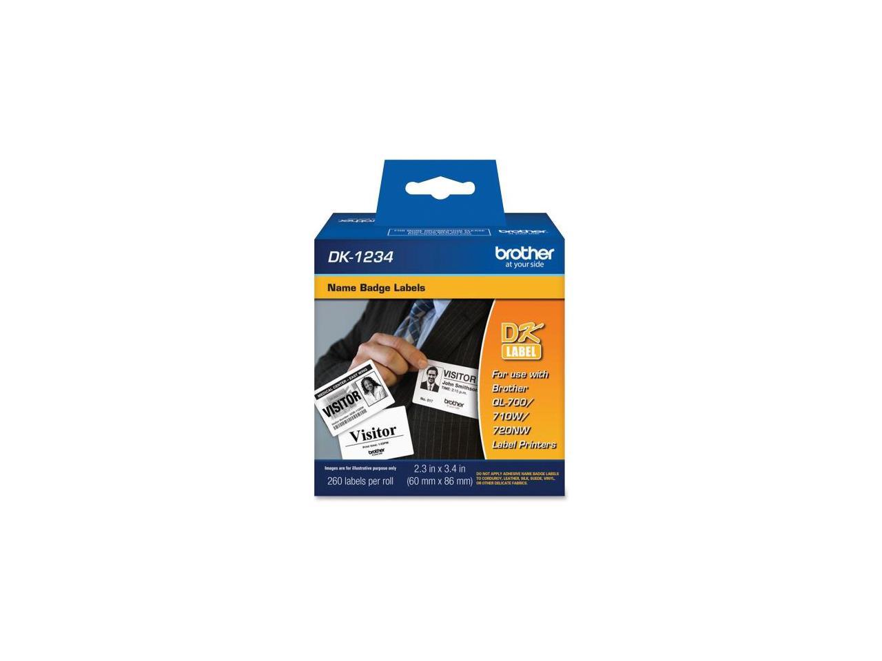 Brother DK1234 Brother Name Badge Label - 2.36" Width x 3.39" Length - Rectangle - Direct Thermal - White - Paper - 260 Label 4