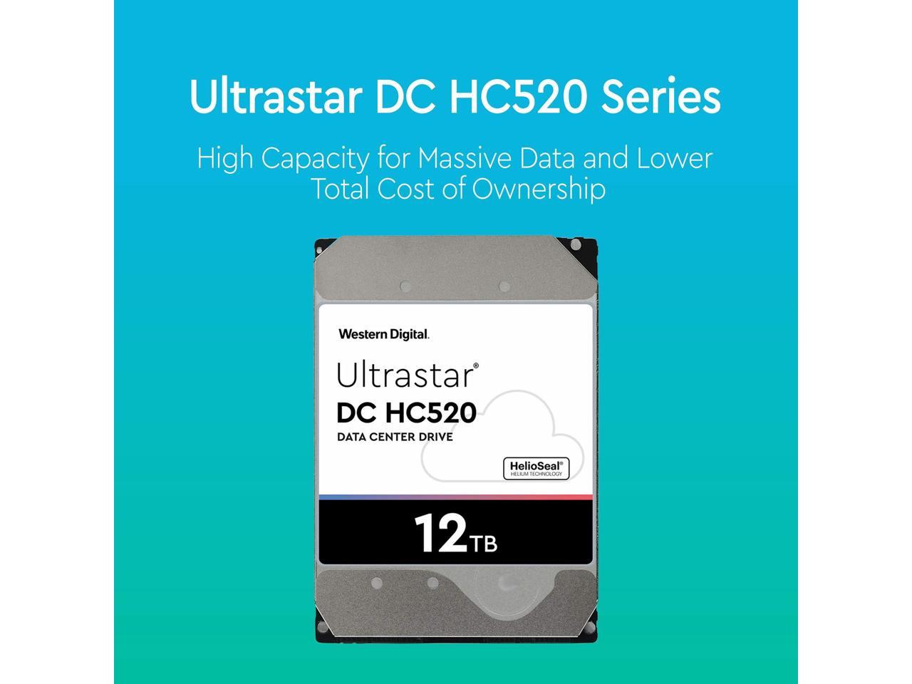 WD Ultrastar DC HC520 12TB Hard Drive 3.5" Internal 256MB SATA 7200 RPM 512E ISE NP3 DC HC520 0F30144 (HUH721212ALE600) 2