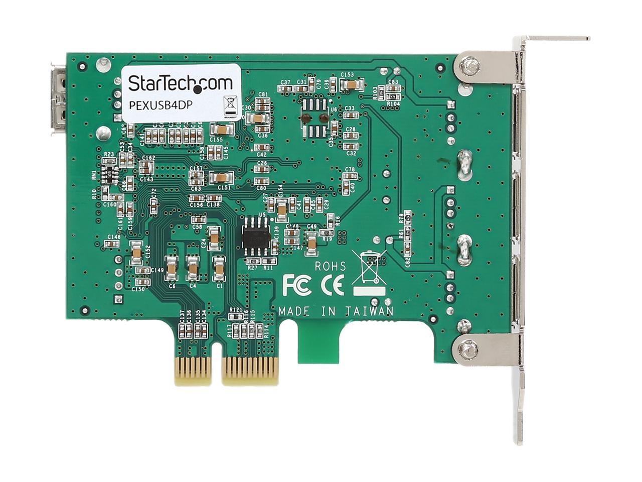 StarTech PEXUSB4DP 4 Port PCI Express Low Profile High Speed USB Card - PCIe USB 2.0 Card - PCI-E USB 2.0 Card 4