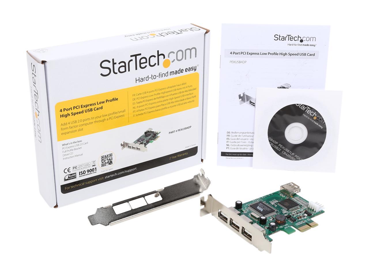 StarTech PEXUSB4DP 4 Port PCI Express Low Profile High Speed USB Card - PCIe USB 2.0 Card - PCI-E USB 2.0 Card 5