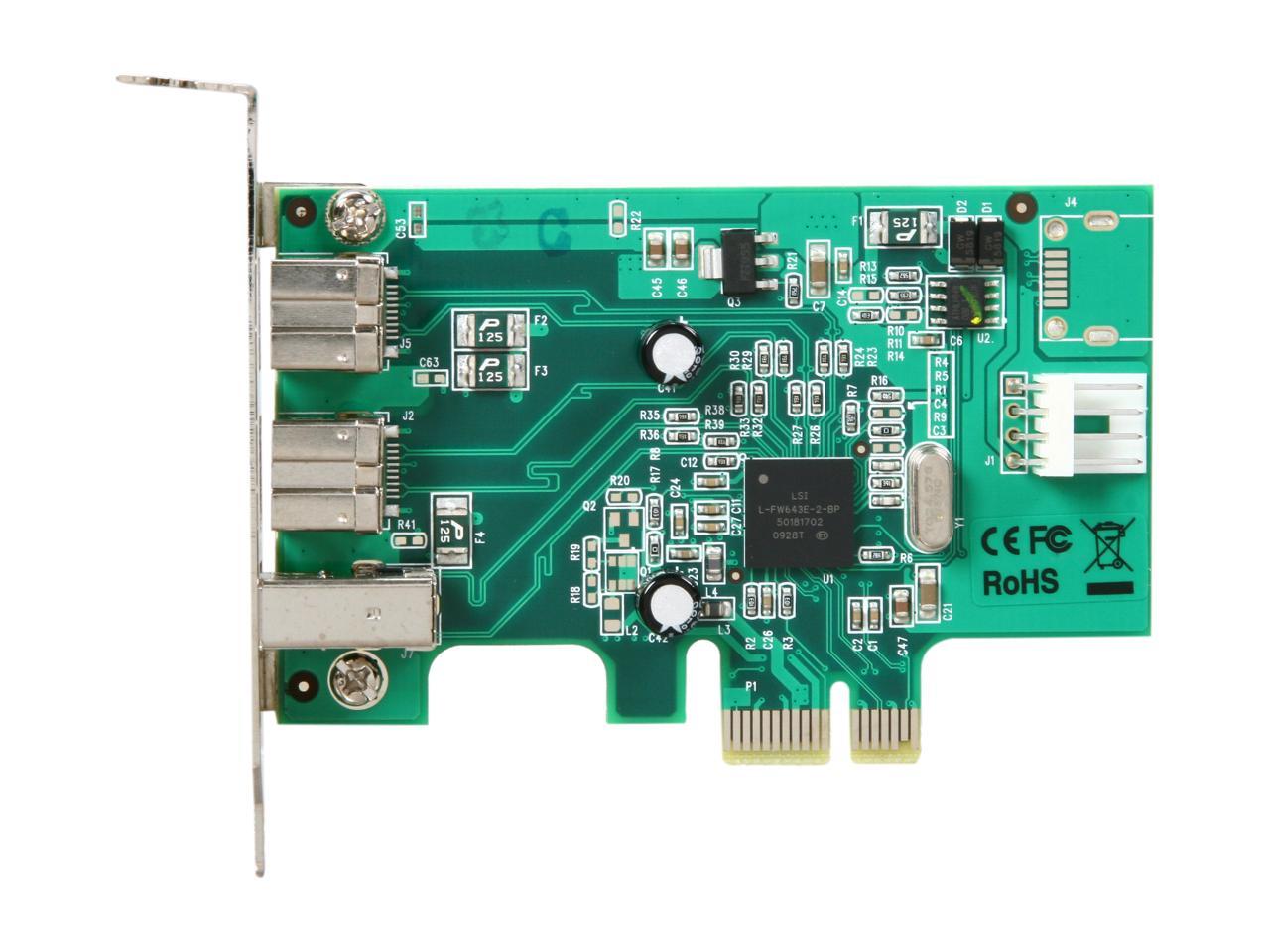 StarTech.com 3 Port 2b 1a Low Profile 1394 PCI Express FireWire Card Adapter Model PEX1394B3LP 3