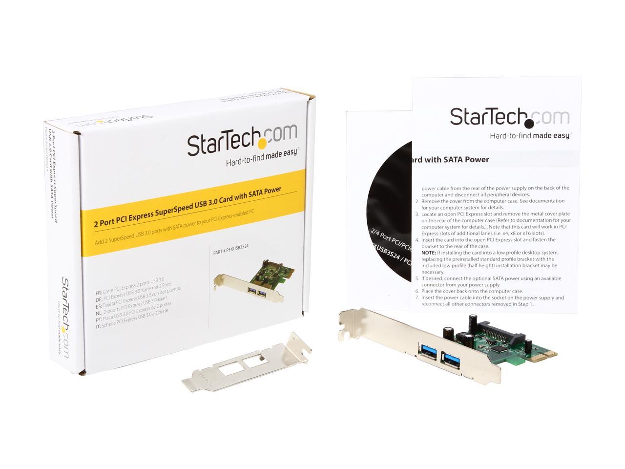 StarTech.com 2 Port PCI Express (PCIe) SuperSpeed USB 3.0 Card Adapter with UASP - SATA Power Model PEXUSB3S24 5