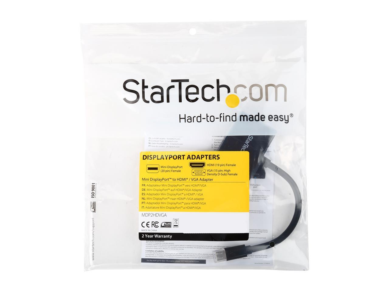 StarTech.com MDP2HDVGA Travel A/V adapter: 2-in-1 Mini DisplayPort to HDMI or VGA converter 5