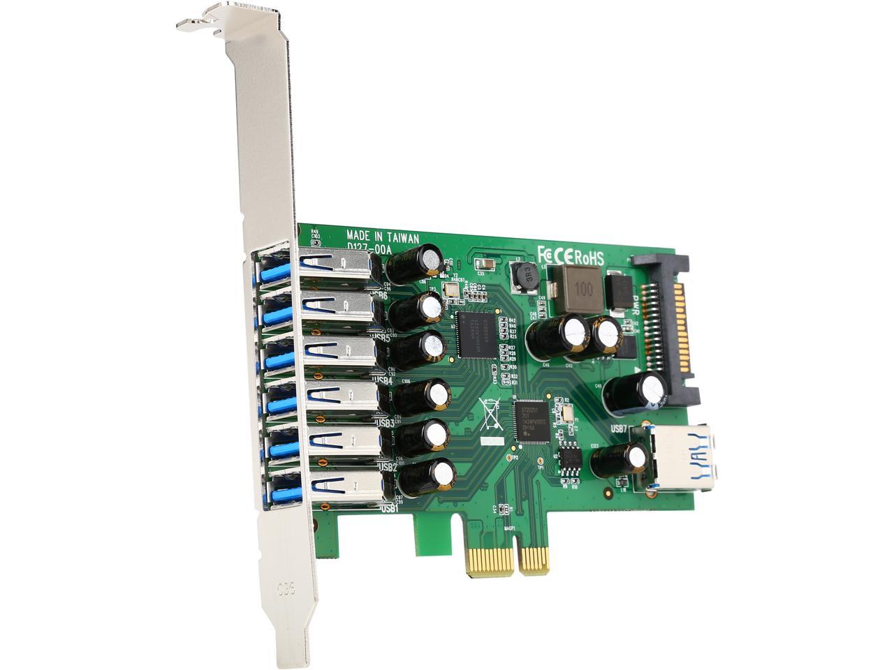 StarTech.com PEXUSB3S7 7 Port PCI Express USB 3.0 Card - Standard & Low-Profile - SATA Power - UASP Support - 1 Internal & 6 External USB 3.0 Ports 1