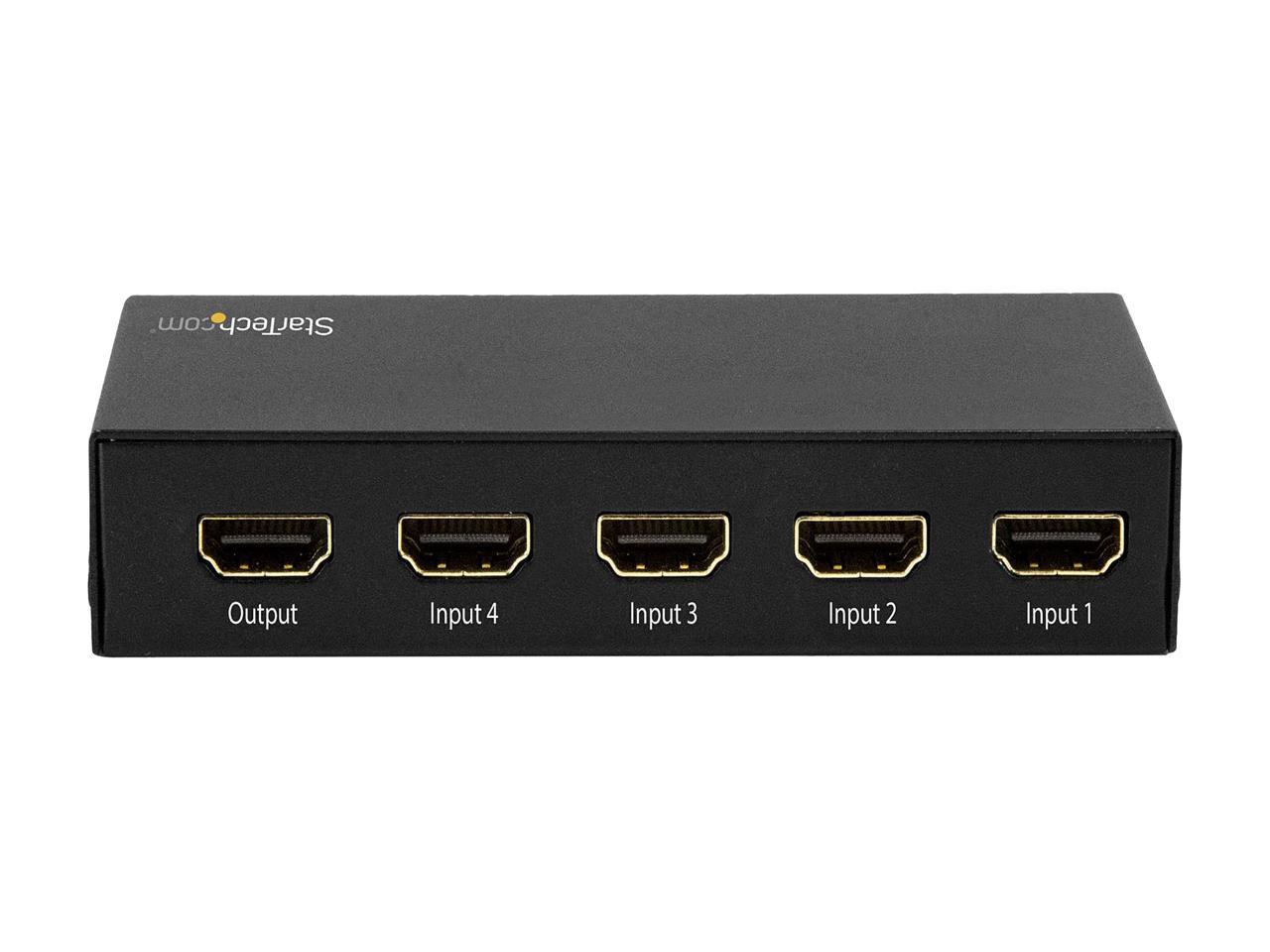 StarTech VS421HD20 4-Port HDMI Switch - 4K 60Hz - Supports HDCP - IR - HDMI Selector - HDMI Multiport Video Switcher - HDMI Switcher 4