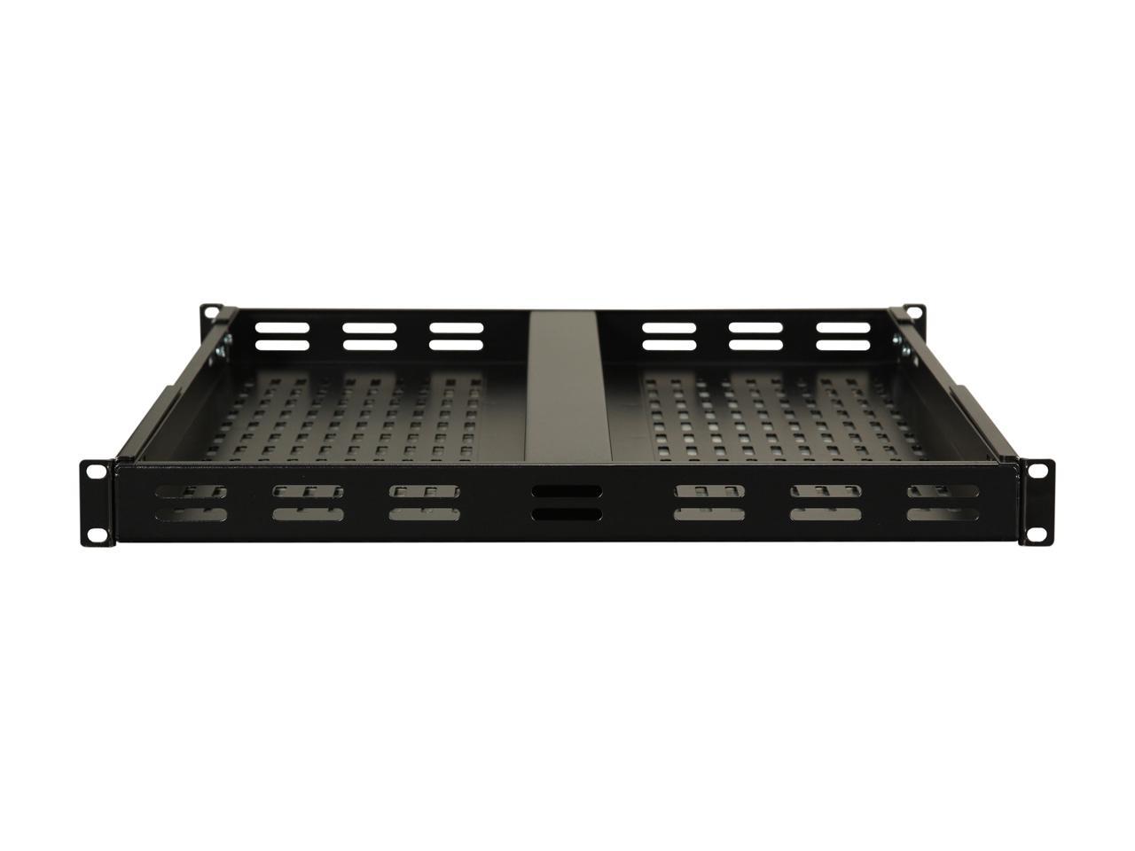 StarTech ADJSHELF 1U Adjustable Mounting Depth Vented Rack Mount Shelf - 175 lbs. / 80kg - Fixed Server Rack Shelf 3