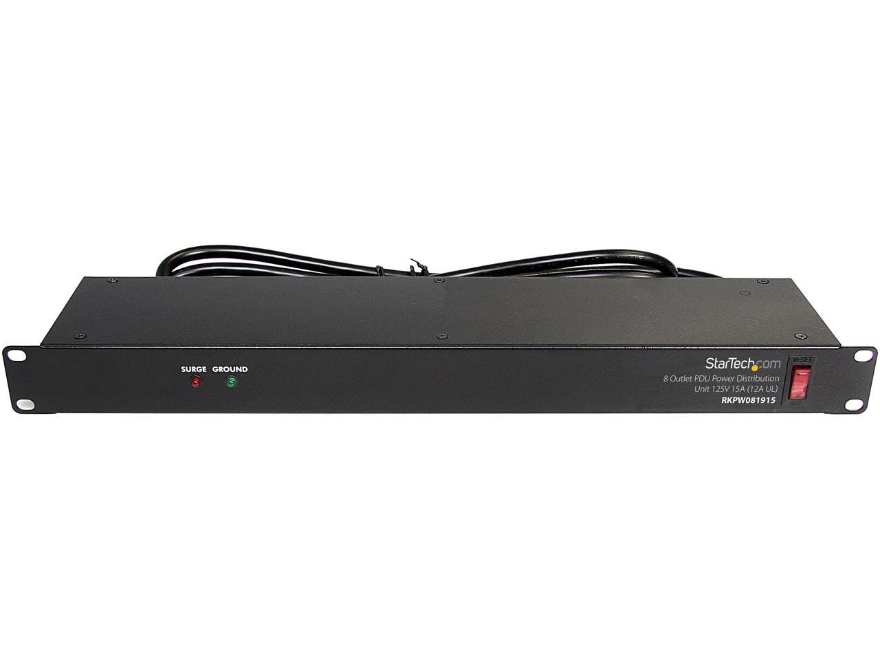 StarTech.com RKPW081915 19in 1U Rackmount 8 Outlet PDU Power Distribution Unit 125V 15A (12A UL) 1