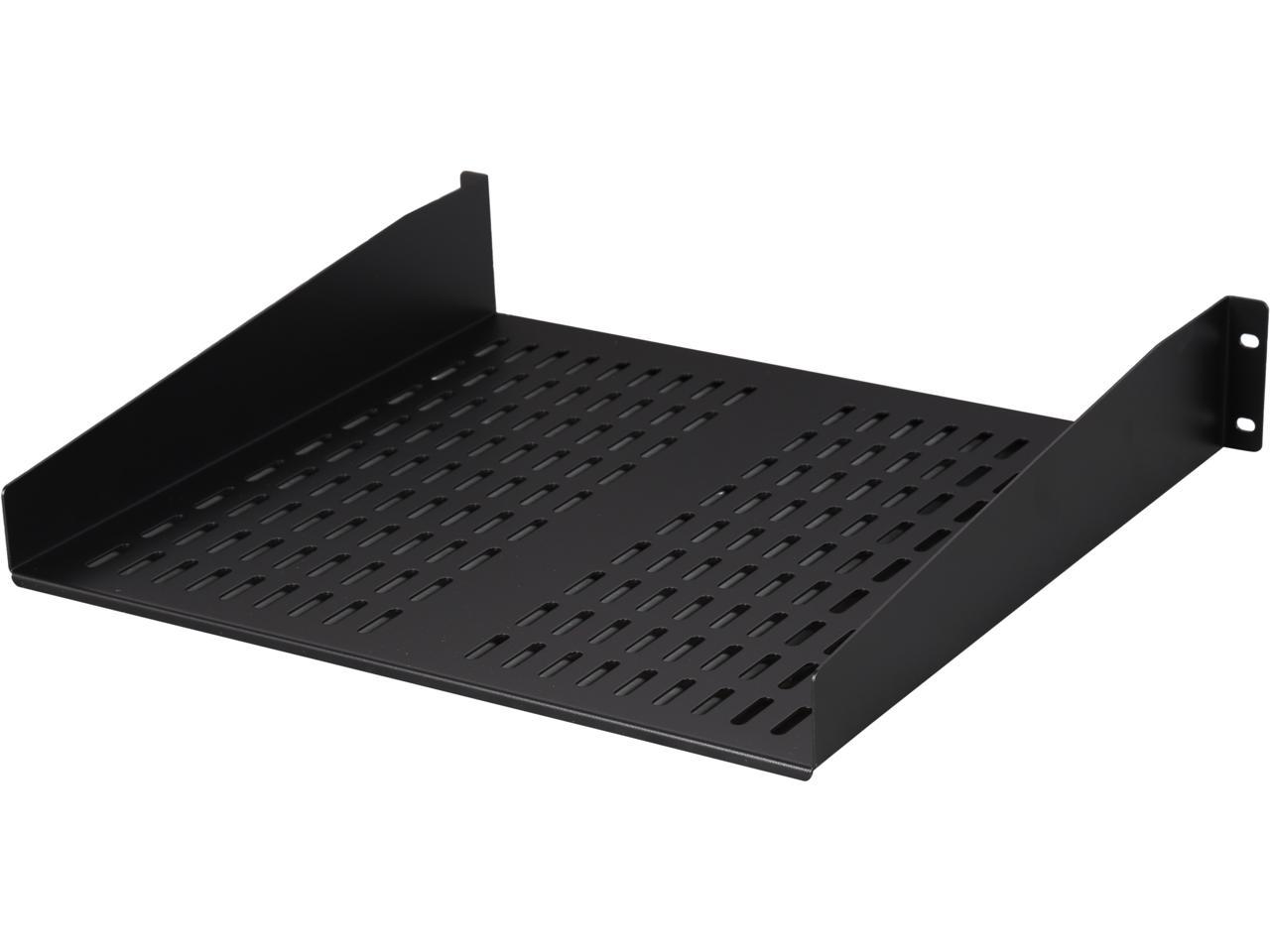 StarTech.com CABSHELFV 2U 16 in Universal Vented Rack Mount Cantilever Shelf - Fixed Server Rack Cabinet Shelf - 50 lbs / 22 kg - 16 in Deep 1