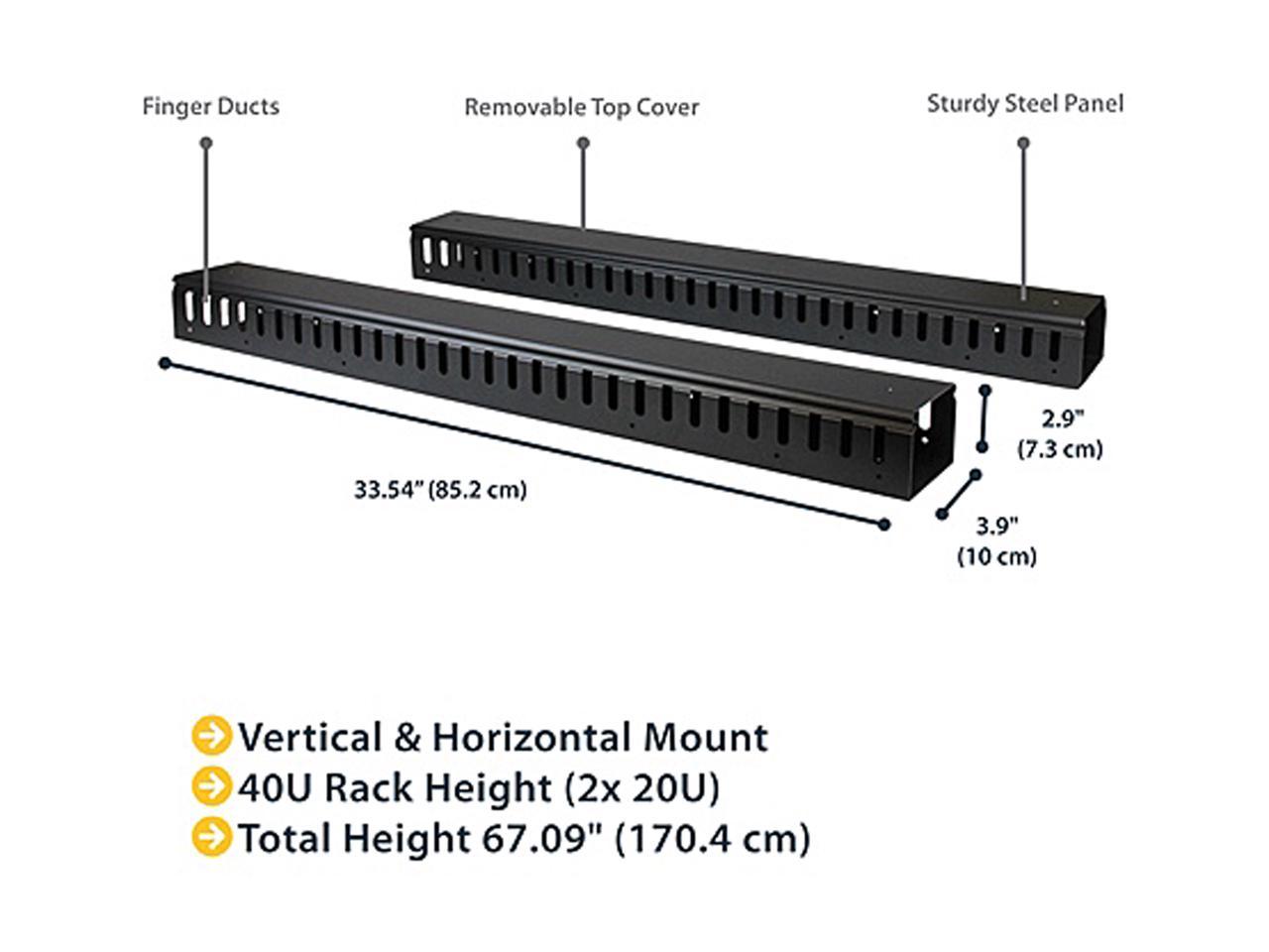 StarTech CMVER40UF Vertical Cable Organizer with Finger Ducts - 0U - 6 ft. 2