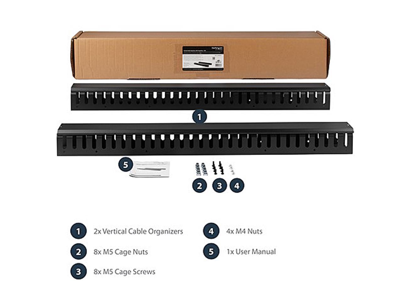 StarTech CMVER40UF Vertical Cable Organizer with Finger Ducts - 0U - 6 ft. 5