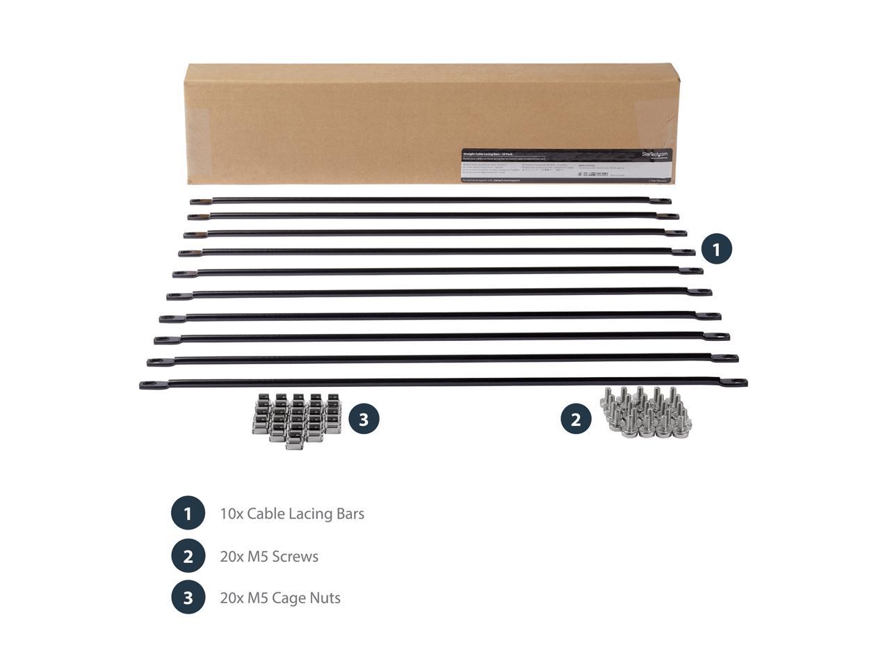 StarTech CMLB10 StarTech.com Cable Lacing Bar - 10 Pack - 75 degrees - 4 in offset - Horizontal Cable Management Bar - Rack Cable Organizer 2