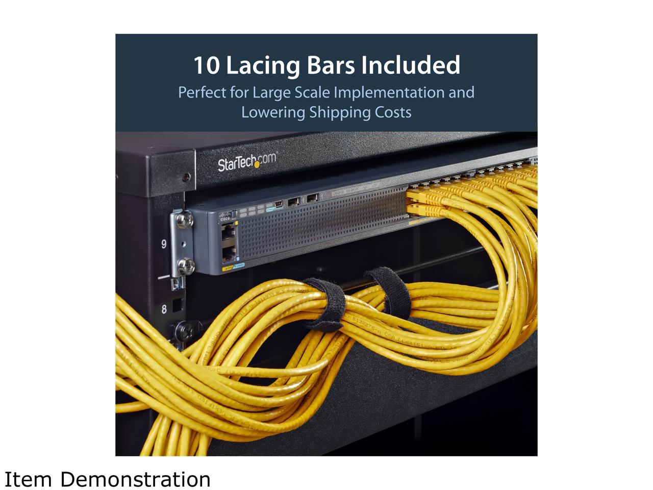 StarTech CMLB10 StarTech.com Cable Lacing Bar - 10 Pack - 75 degrees - 4 in offset - Horizontal Cable Management Bar - Rack Cable Organizer 3