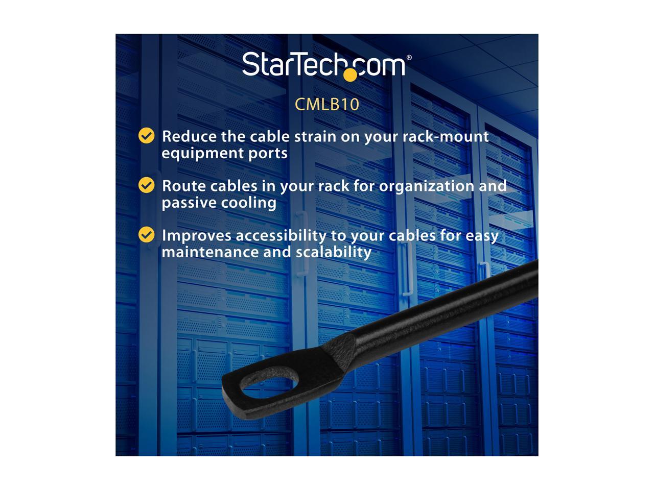 StarTech CMLB10 StarTech.com Cable Lacing Bar - 10 Pack - 75 degrees - 4 in offset - Horizontal Cable Management Bar - Rack Cable Organizer 4