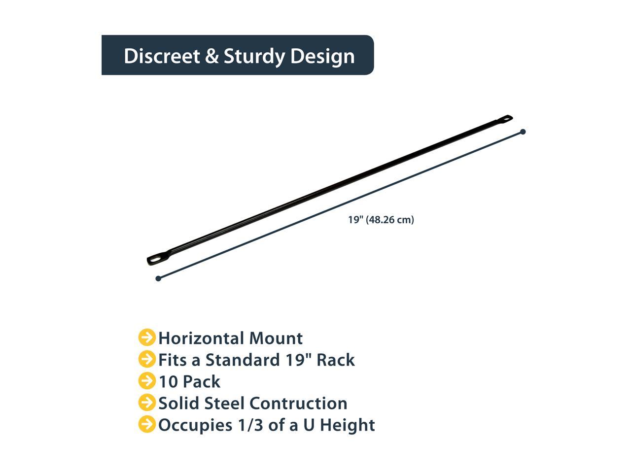 StarTech CMLB10 StarTech.com Cable Lacing Bar - 10 Pack - 75 degrees - 4 in offset - Horizontal Cable Management Bar - Rack Cable Organizer 5