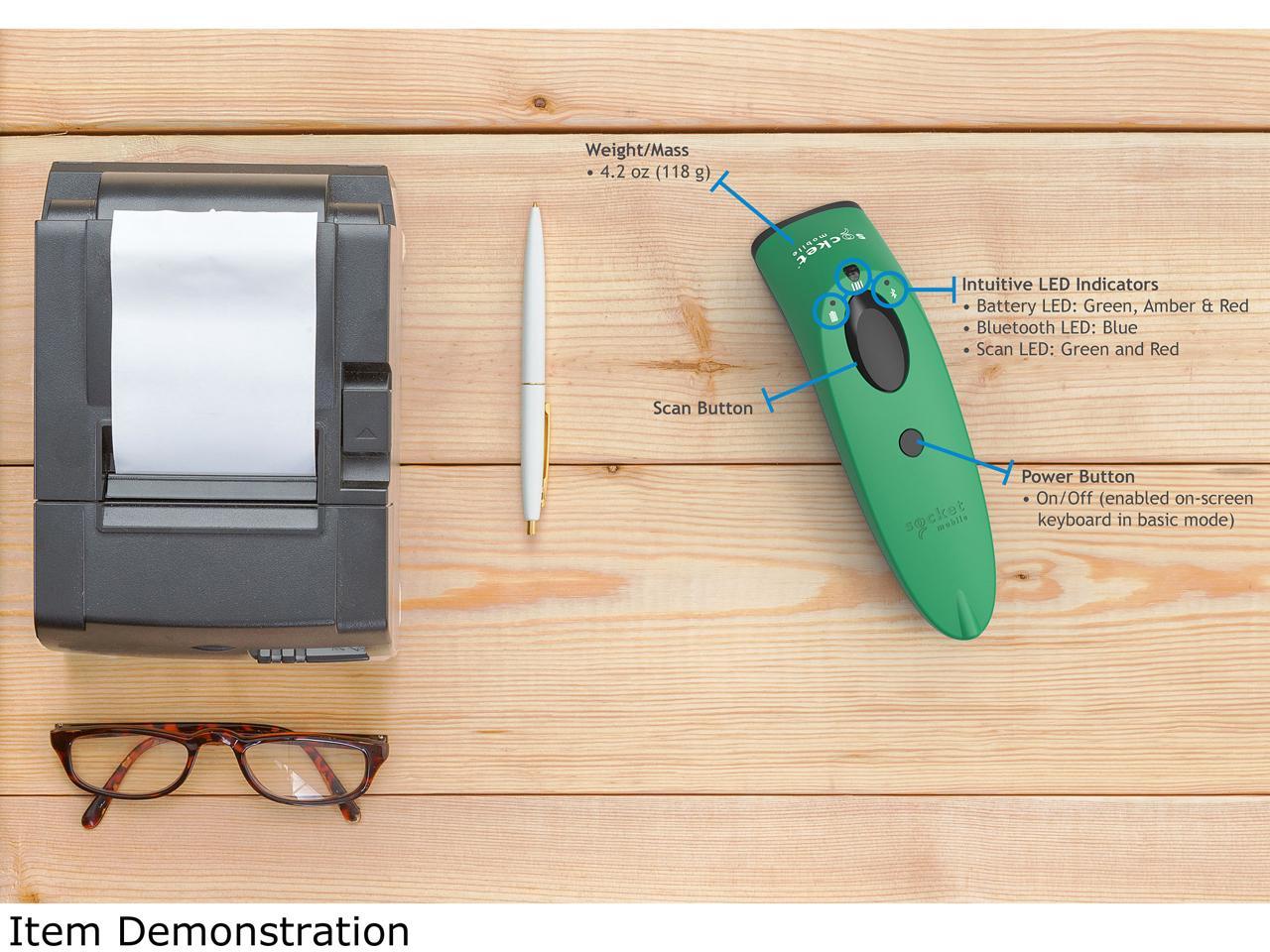 Socket Mobile SocketScan S700 1D Imager Barcode Scanner with Bluetooth, Green - CX3395-1853 3