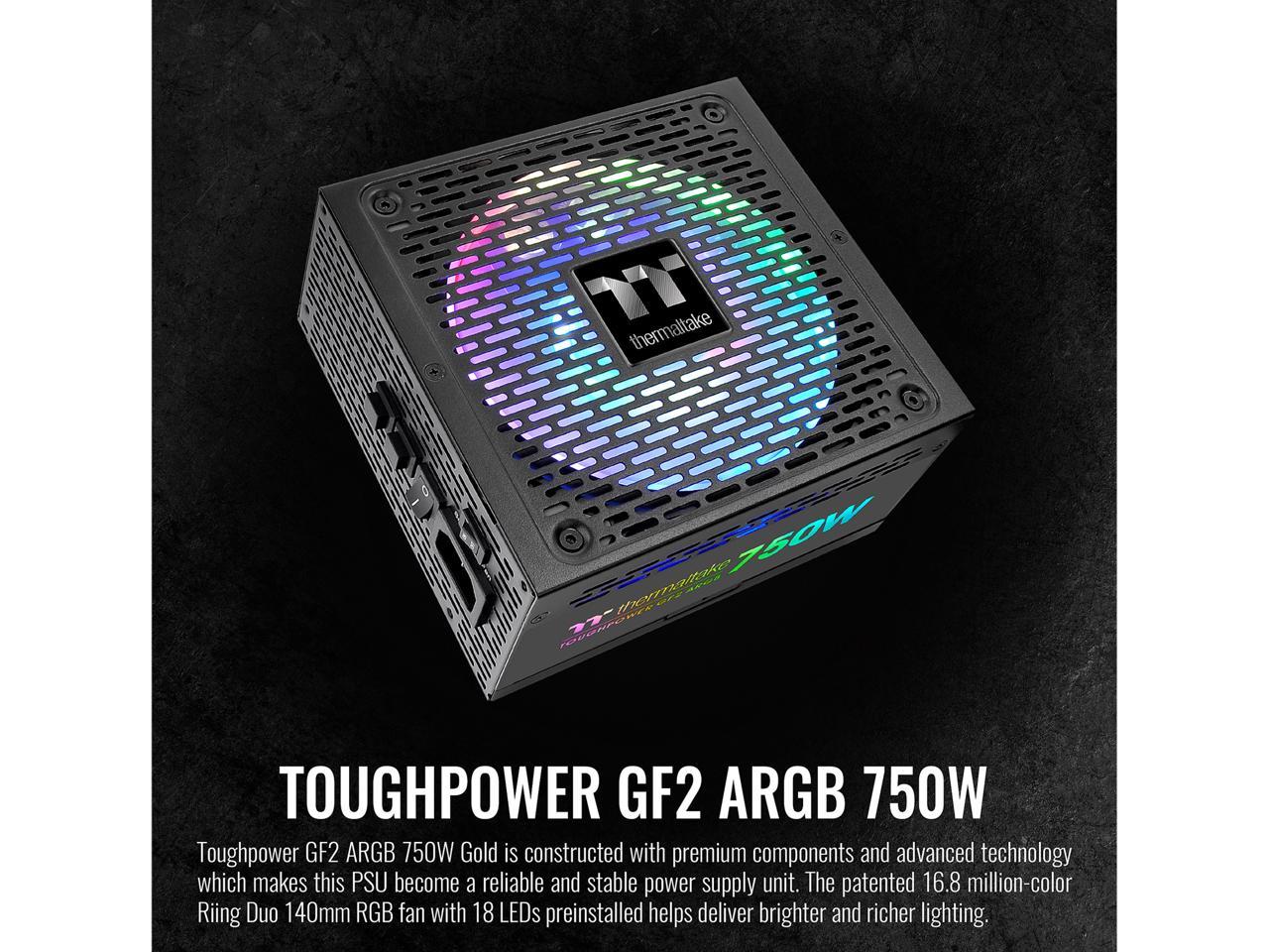 Thermaltake Toughpower GF2 ARGB 750W 80+ Gold 16.8 Million Colors 18 Addressable LEDs 5V Motherboard Sync/Analog Controlled SLI Full Modular Power Supply, PS-TPD-0750F3FAGU-2 3