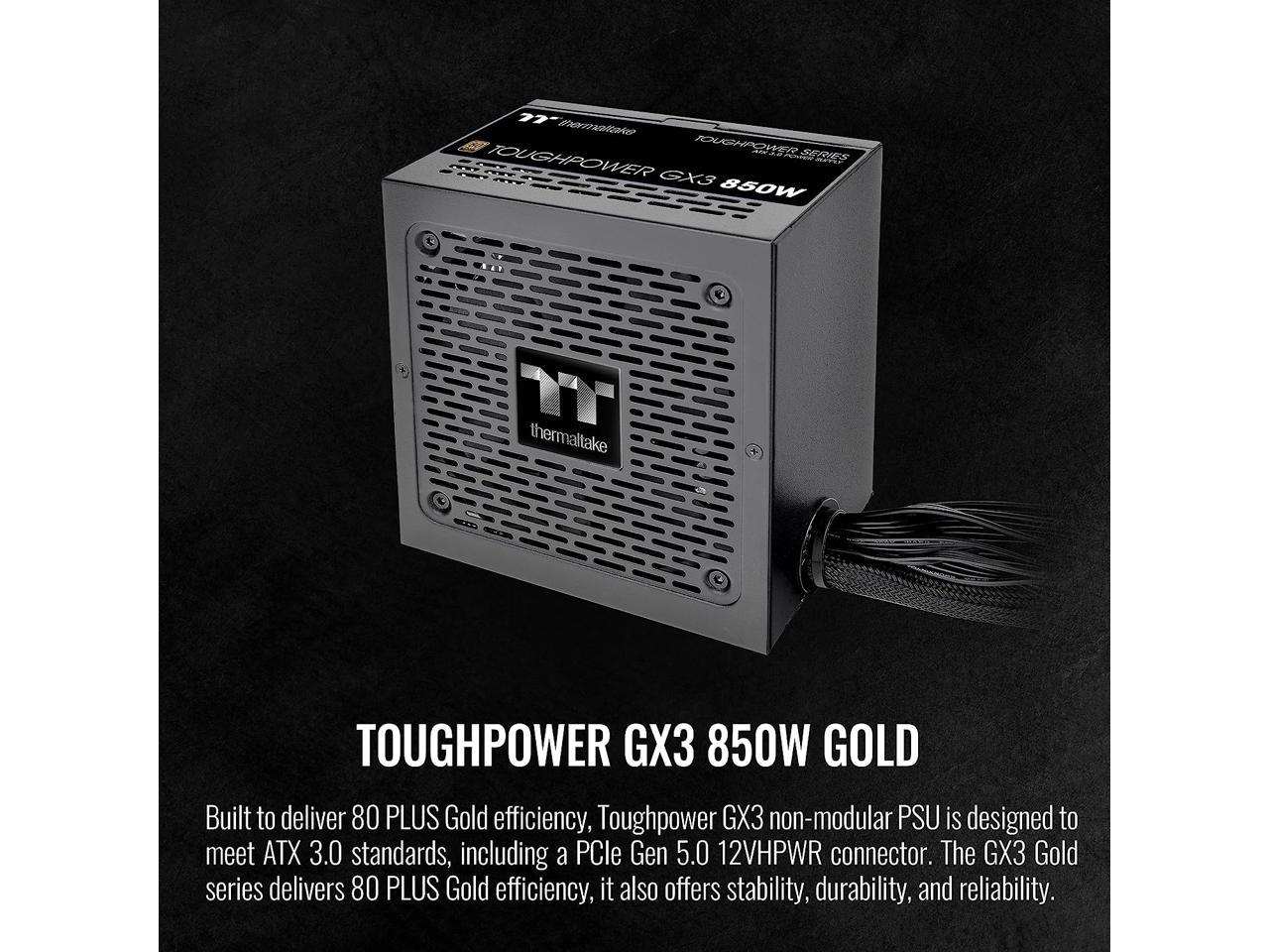 Thermaltake Toughpower GX3 850W 80Plus Gold SLI/Crossfire Ready ATX 3.0 Power Supply; PCIe5 12VHPWR Connector included; PS-TP 2