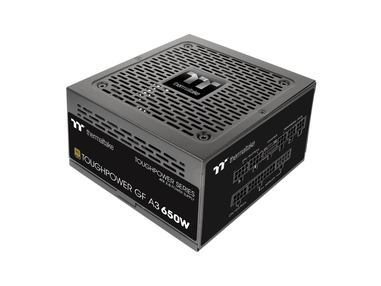 Thermaltake Toughpower GF A3 650W 80+ Gold Full Modular SLI/Crossfile Ready ATX 3.0 Standard Power Supply; PCIe Gen.5 300W 12VHPWR Connector Included; PS-TPD-0650FNFAGU-L; 10 Year Warranty 1