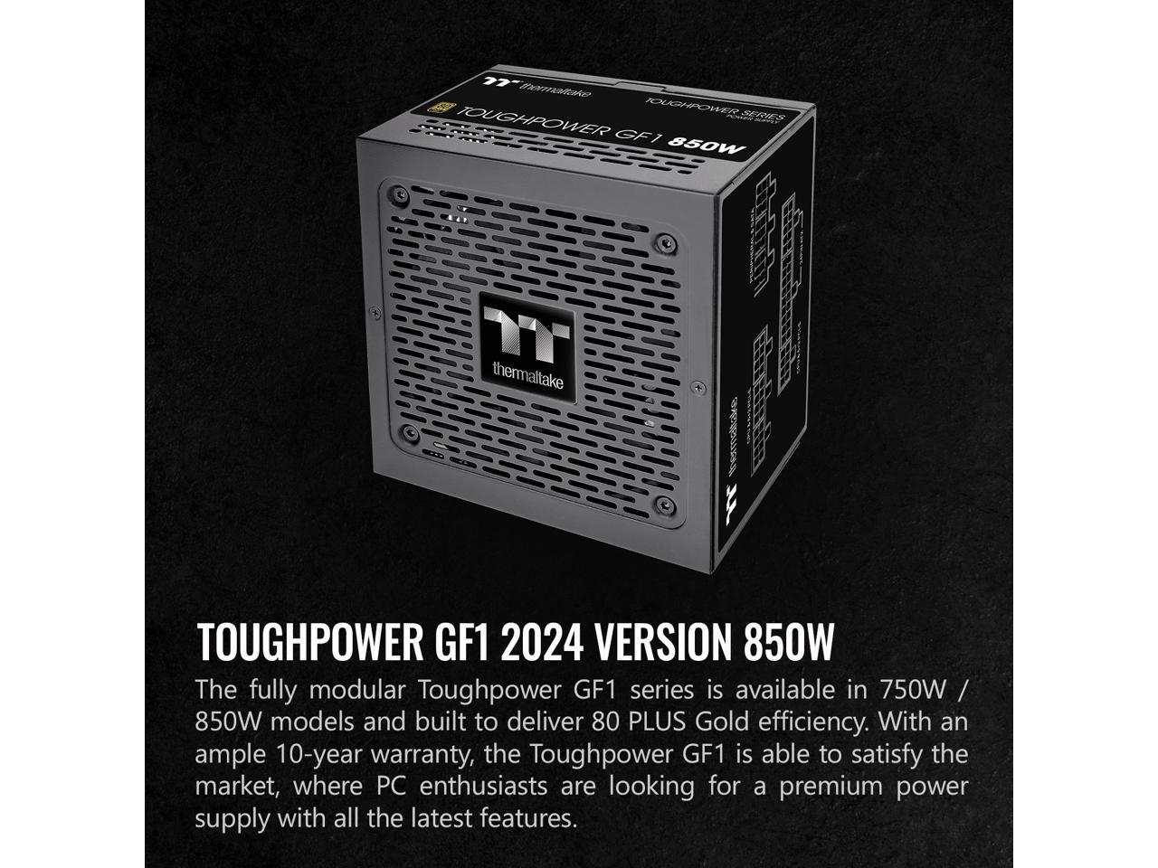 Thermaltake GF1 (2024) Fully Modular ATX 850W Power Supply - 80 PLUS Gold - Ultra Quiet - Zero RPM, PS-TPD-0850FNFAGU-P 2