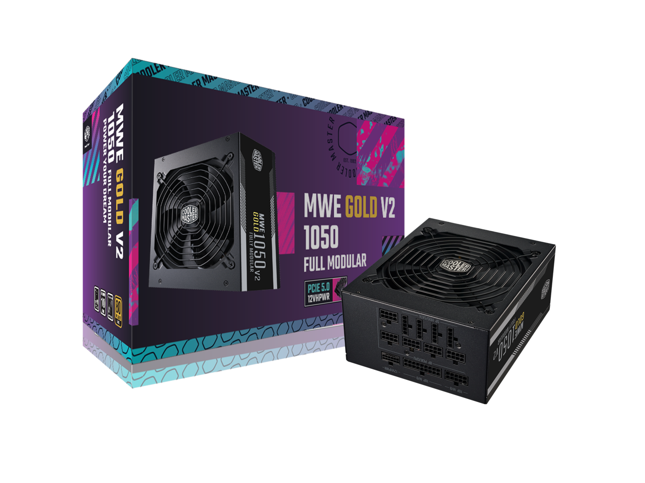 Cooler Master MWE Gold 1050 V2 ATX3.0 Fully Modular, 1050W, 80+ Gold Efficiency, Quiet 140mm FDB Fan, 2 EPS Connectors, High Temperature Resilience,  (MPE-A501-AFCAG-3US) 1