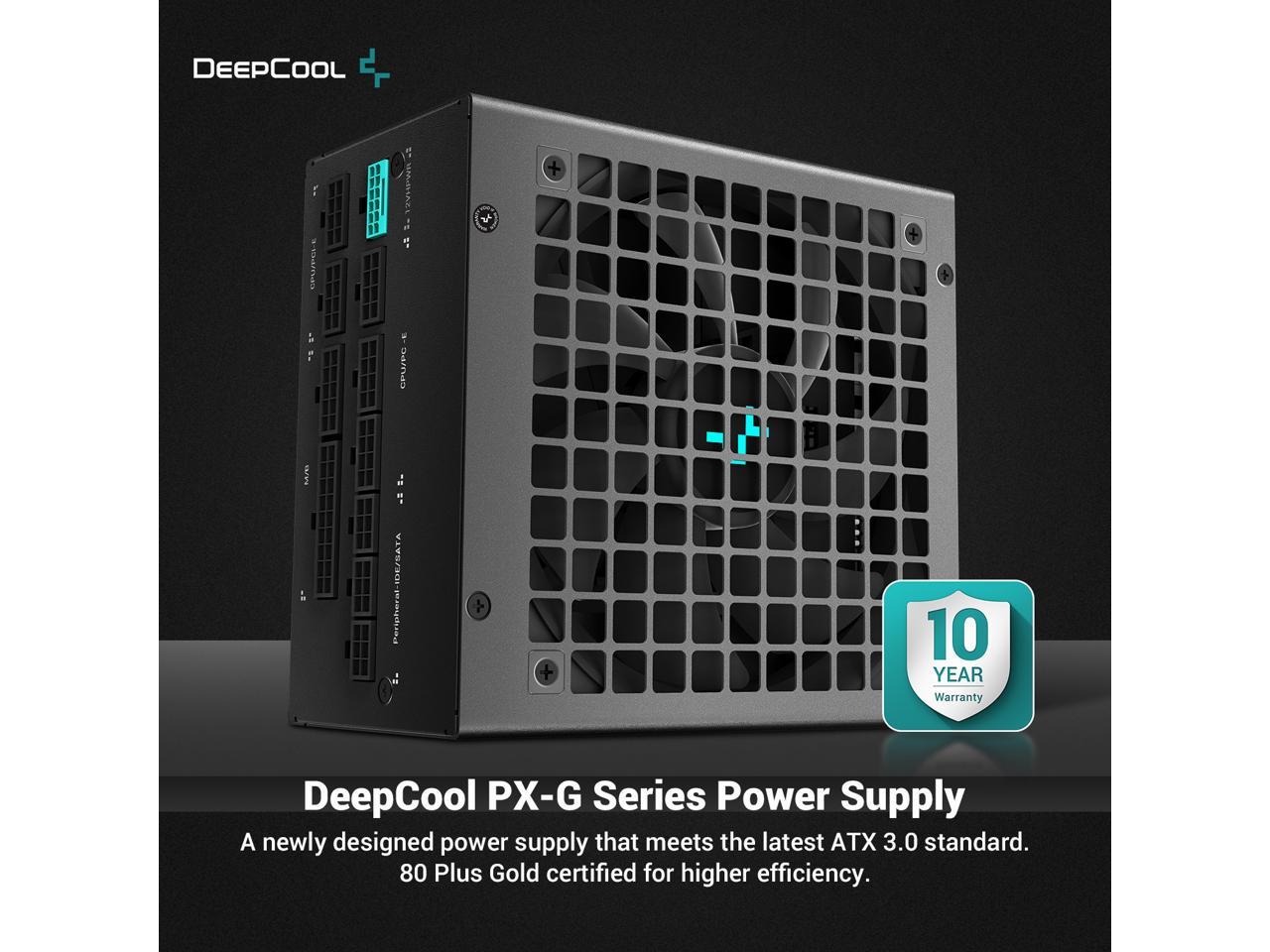 DeepCool PX850G ATX3.0 80 PLUS Gold Fully Modular 850W Power Supply, 135mm FDB Fan with Silent Fanless Mode, 160mm Compact Size 2