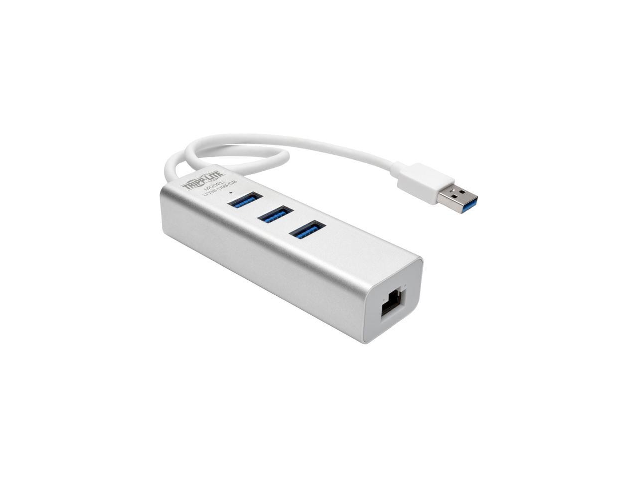 Tripp Lite U336-U03-GB SuperSpeed Gig Ethernet NIC Adapter 3-Port USB 3.0 Hub 1