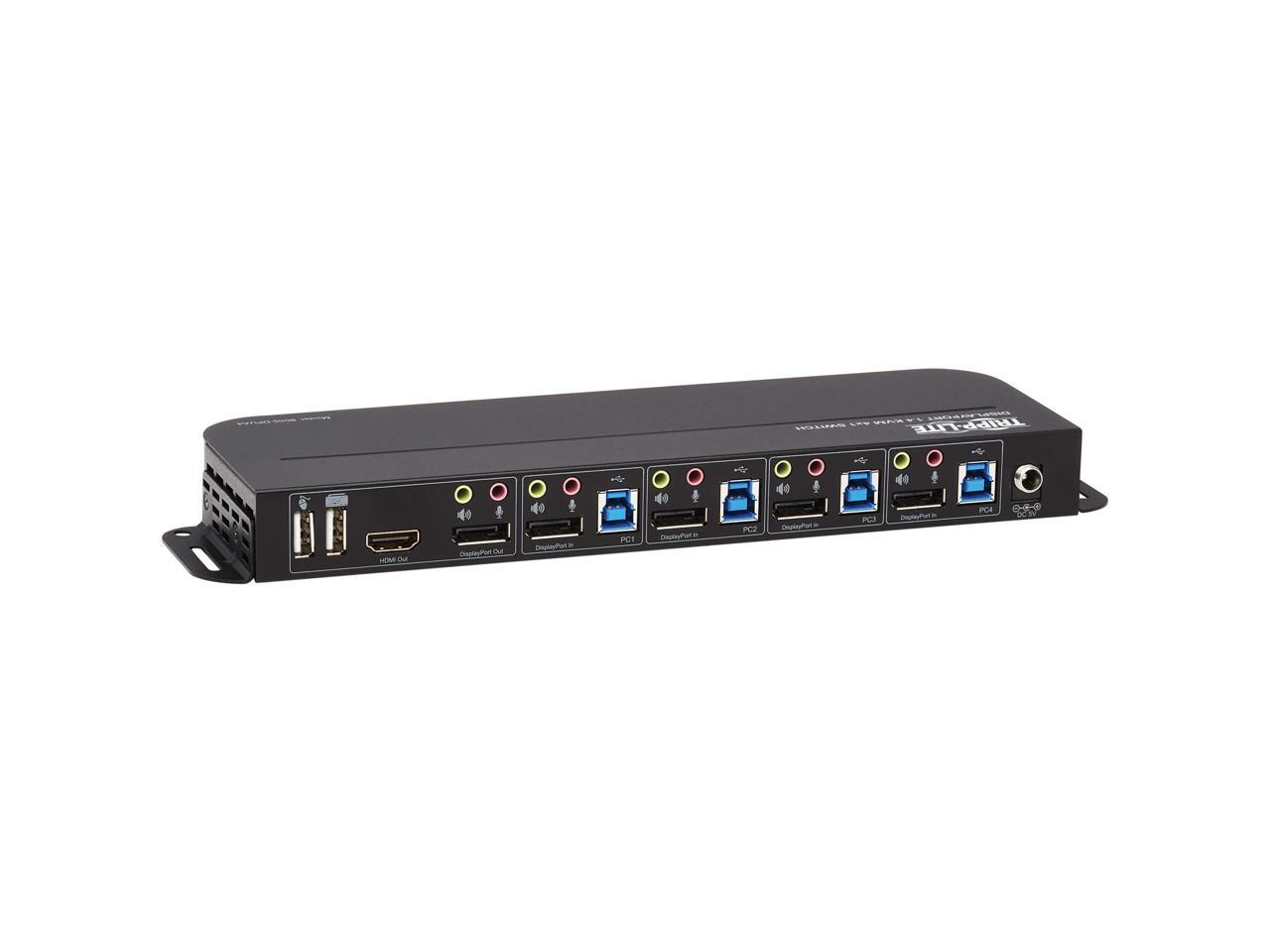 TRIPP LITE B005-DPUA4 4-Port DisplayPort/USB KVM Switch - 4K 60 Hz, HDR, HDCP 2.2, IR, DP 1.4, USB Sharing 3