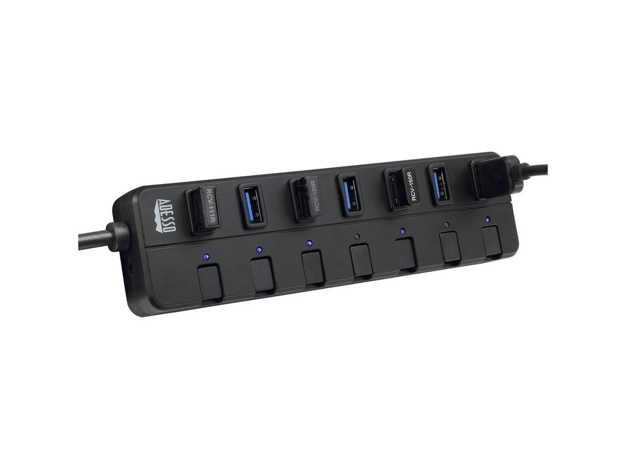 Adesso AUH-3070P 7-Port USB 3.0 Hub with Individual Power Switch & Power Adapter 1