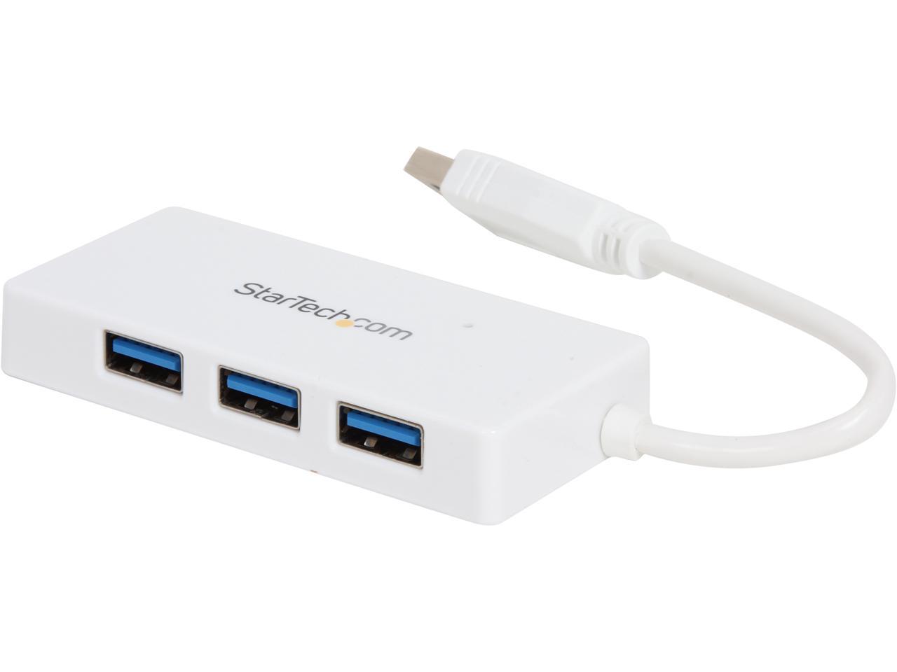 StarTech.com ST4300MINU3W 4 Port USB 3.0 Hub - Built-in Cable - Compact - SuperSpeed - White - USB Splitter - USB Port Expander - USB 3 Hub 1