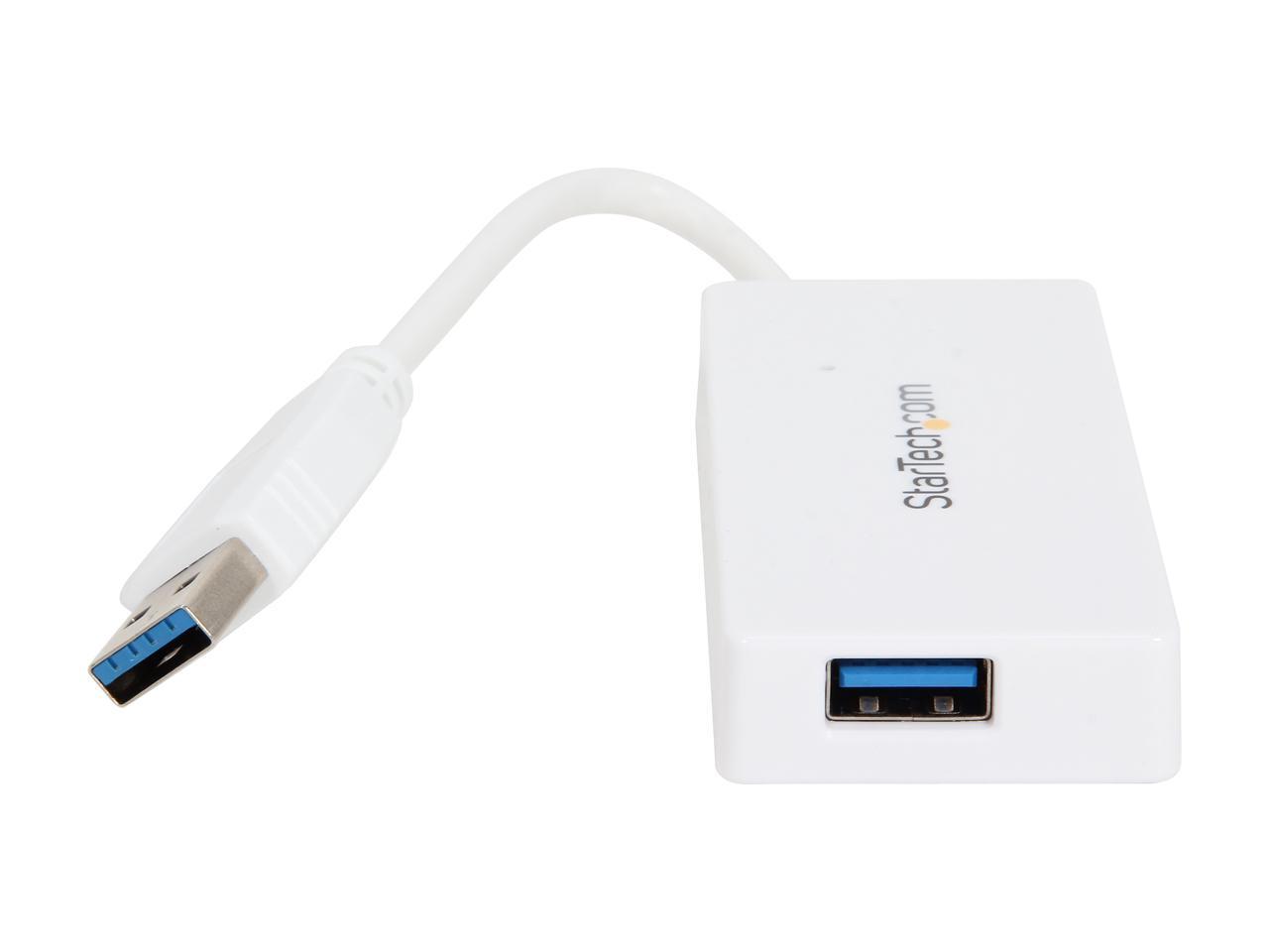 StarTech.com ST4300MINU3W 4 Port USB 3.0 Hub - Built-in Cable - Compact - SuperSpeed - White - USB Splitter - USB Port Expander - USB 3 Hub 3