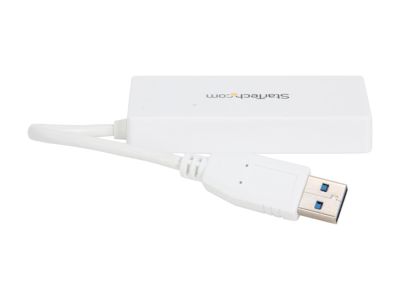 StarTech.com ST4300MINU3W 4 Port USB 3.0 Hub - Built-in Cable - Compact - SuperSpeed - White - USB Splitter - USB Port Expander - USB 3 Hub 4