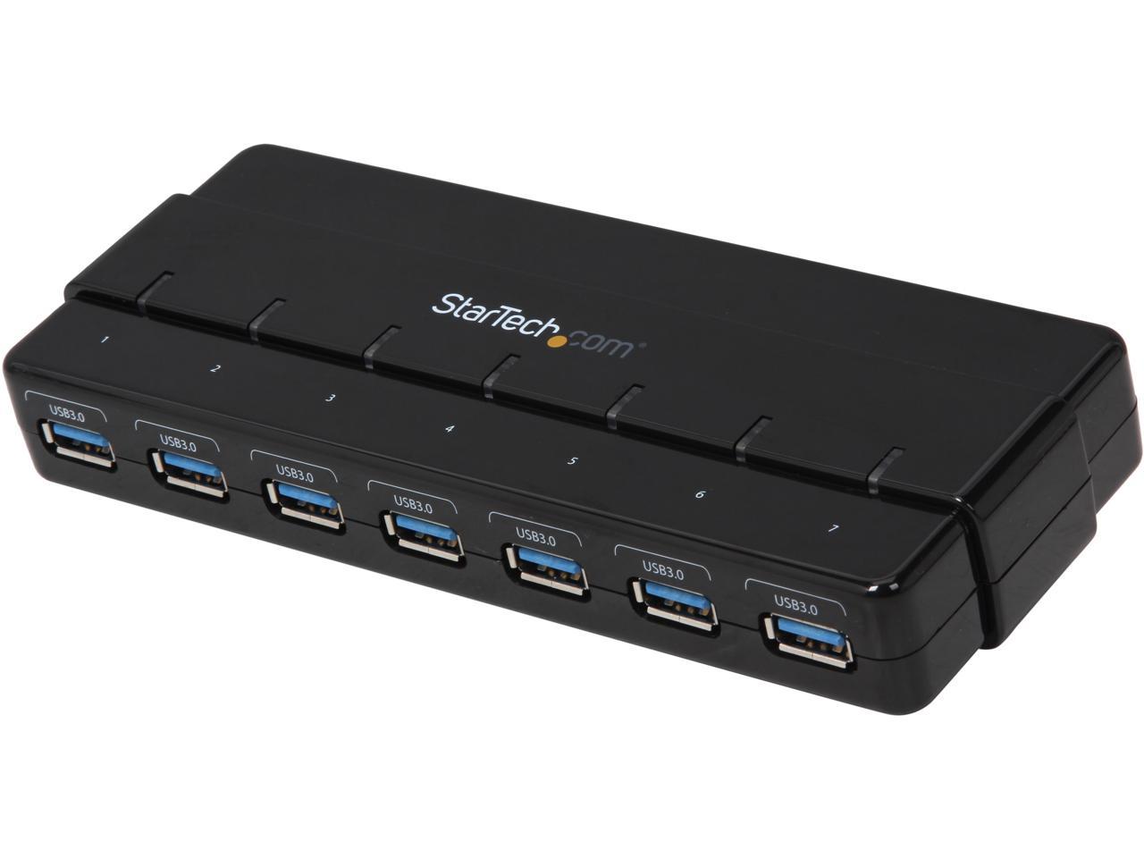 StarTech.com ST7300USB3B 7 Port USB 3.0 Hub - 7 x SuperSpeed USB 3.0 - with Power Adapter - USB 3 Hub - USB Splitter - Powered USB 3.0 Hub - USB Extender 1