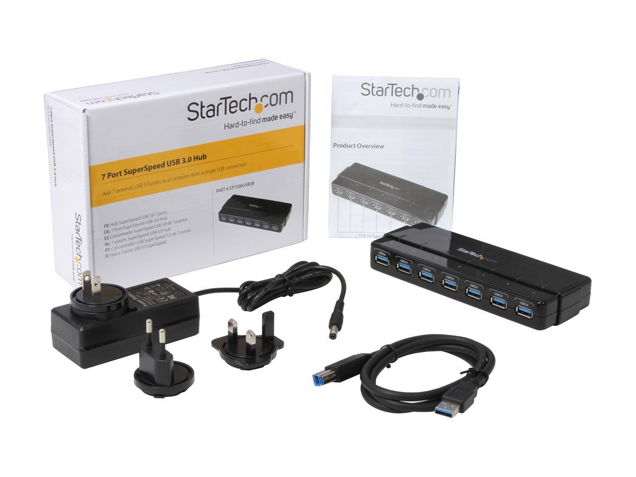 StarTech.com ST7300USB3B 7 Port USB 3.0 Hub - 7 x SuperSpeed USB 3.0 - with Power Adapter - USB 3 Hub - USB Splitter - Powered USB 3.0 Hub - USB Extender 5