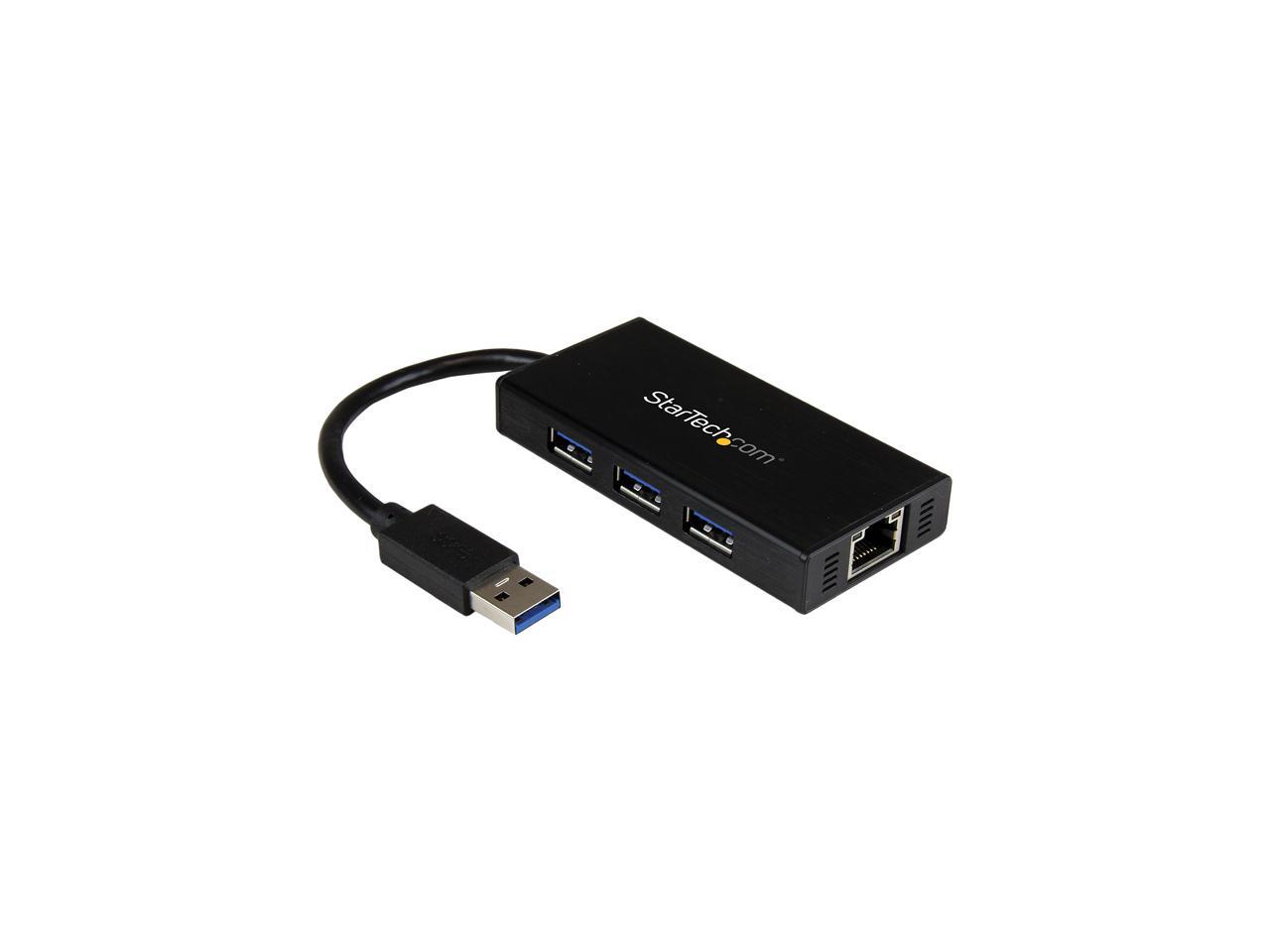 StarTech.com ST3300GU3B USB 3.0 Hub with Gigabit Ethernet Adapter - 3 Port - NIC - USB Network Adapter - USB Ethernet Dongle - USB Lan Adapter 1