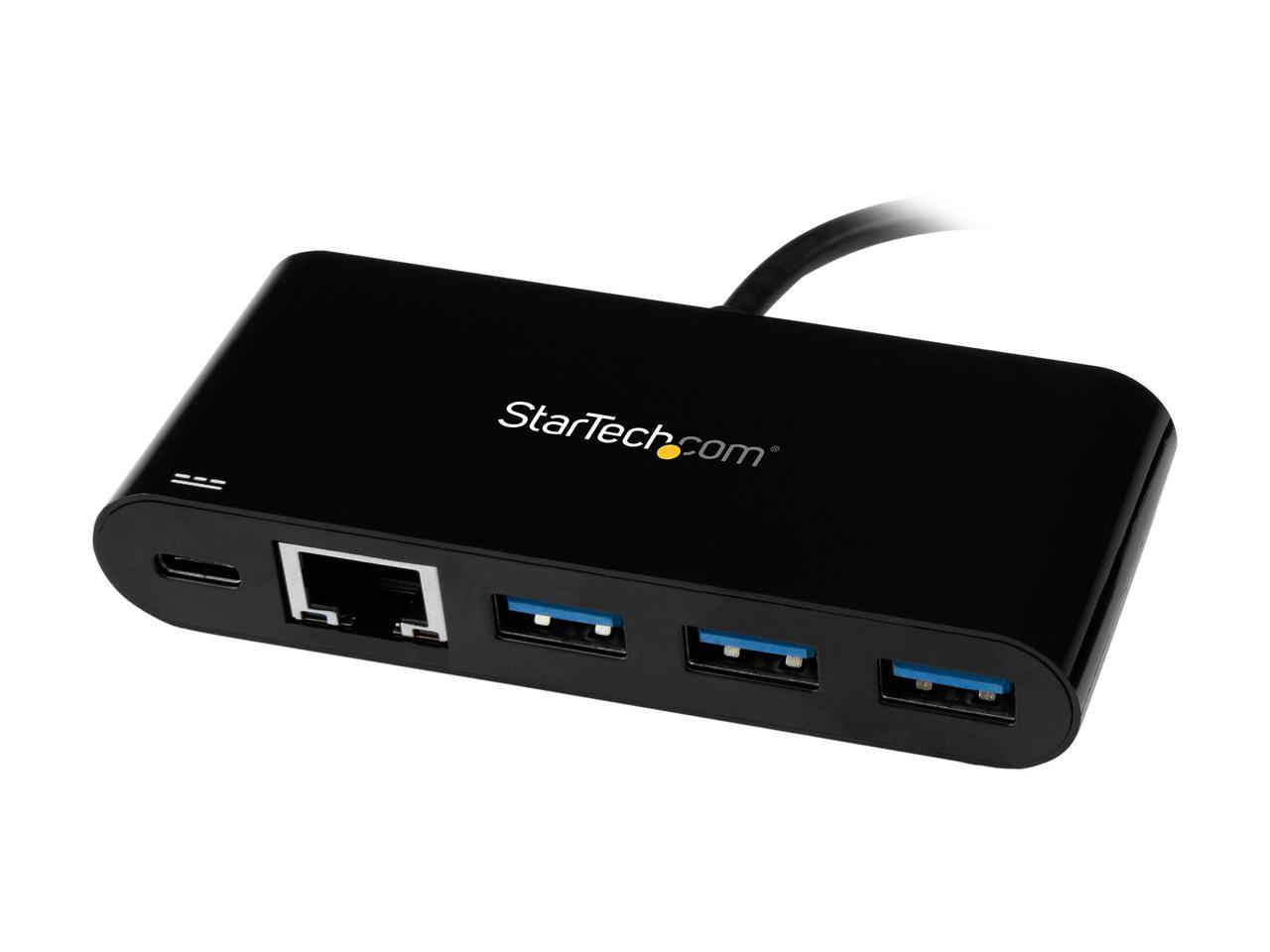 StarTech US1GC303APD USB C to Ethernet Adapter with 3-Port USB 3.0 Hub and Power Delivery - USB-C Gigabit Network Adapter USB Hub w/ 3 USB-A Ports 2