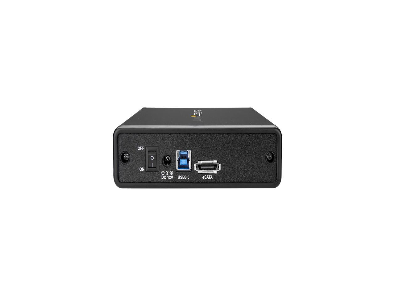 StarTech.com S351BMU33ET Steel, Aluminum and Plastic 3.5" Black 1 x SATA Data & Power Combo (7+15 pin) 1 x eSATA (7 pin, Data) Female
1 x USB Type-B (9 pin) USB 3.0 External Enclosure 3