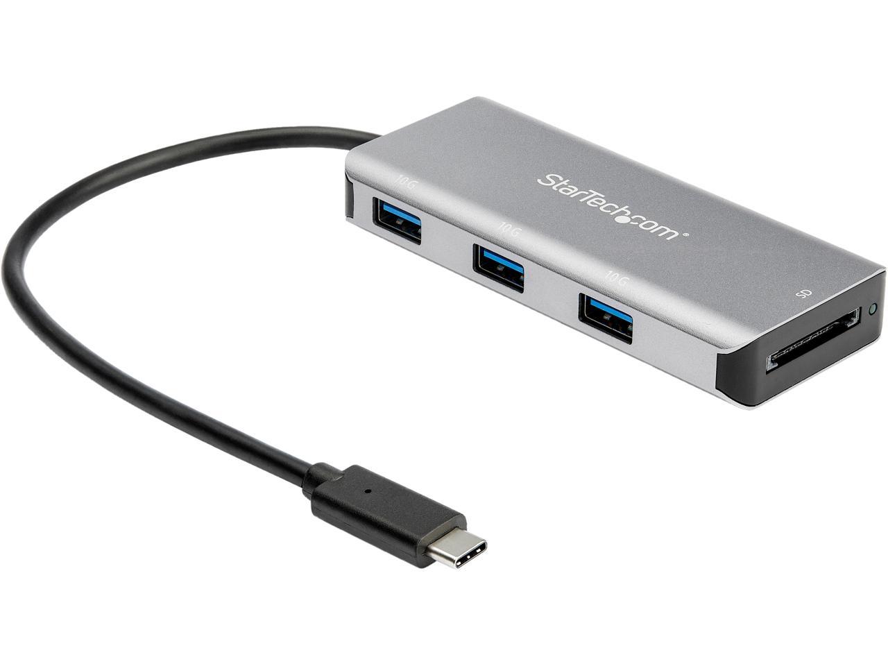 StarTech.com HB31C3ASDMB 3-Port USB-C Hub 10 Gbps with SD Card Reader & 9.8" Attached Host Cable - 3x USB-A (HB31C3ASDMB) 1