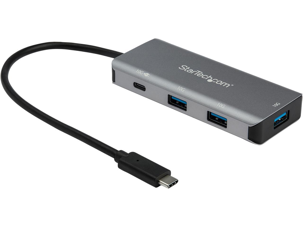 StarTech.com HB31C3A1CPD3 4-Port USB-C Hub 10 Gbps with Power Delivery & 9.8" Attached Host Cable - 3x USB-A & 1x USB-C (HB31C3A1CPD3) 1