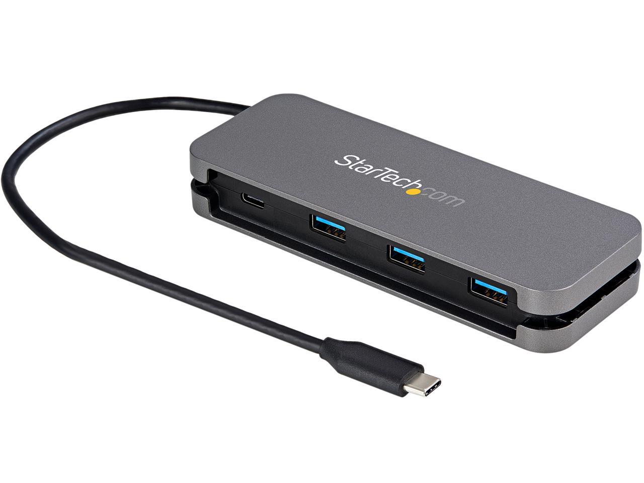 StarTech.com HB30CM3A1CB 4 Port USB C Hub - 3x USB-A/1x USB-C - 5Gbps USB 3.0 Type-C Hub (3.2/3.1 Gen 1) - Bus Powered - Portable USB-C to USB-A Adapter Hub - 11.2" (28.5cm) Cable w/Cable Management (HB30CM3A1CB) 1