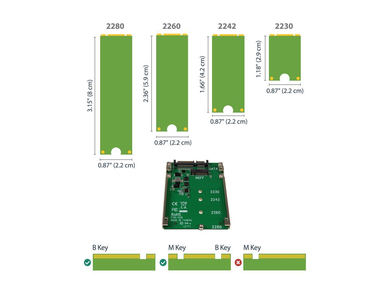 StarTech.com SAT32M225 M.2 SSD to 2.5in SATA Adapter Converter with Open Frame Housing and 7mm Height 3