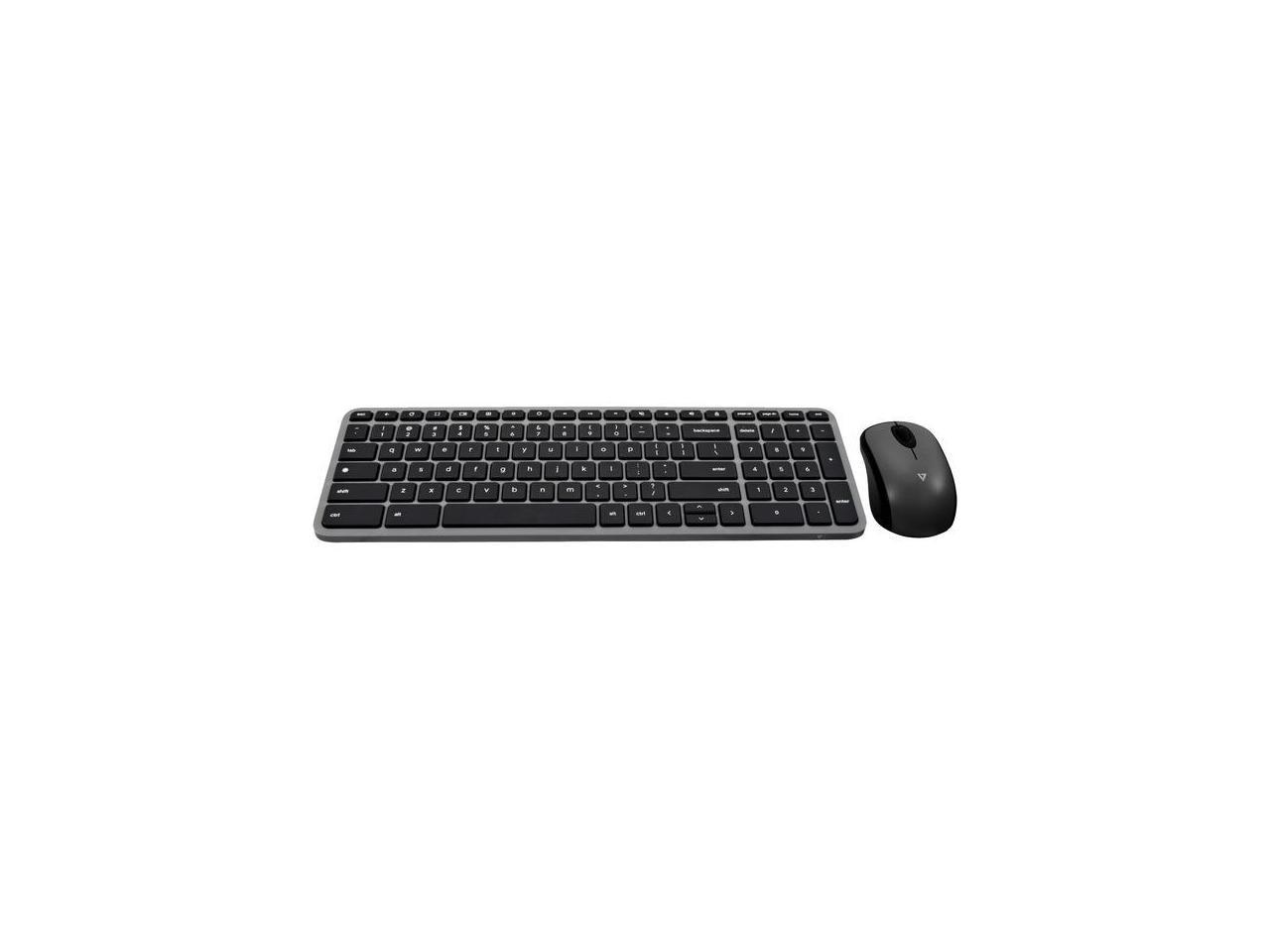 V7 Bluetooth Keyboard and Mouse Combo Chromebook Edition - Wireless Bluetooth 5.2 Keyboard - English (US) - Black - Wireless Bluetooth Mouse - Optical - 1000 dpi - 3 Button - Black - Menu Launcher, Sc 2