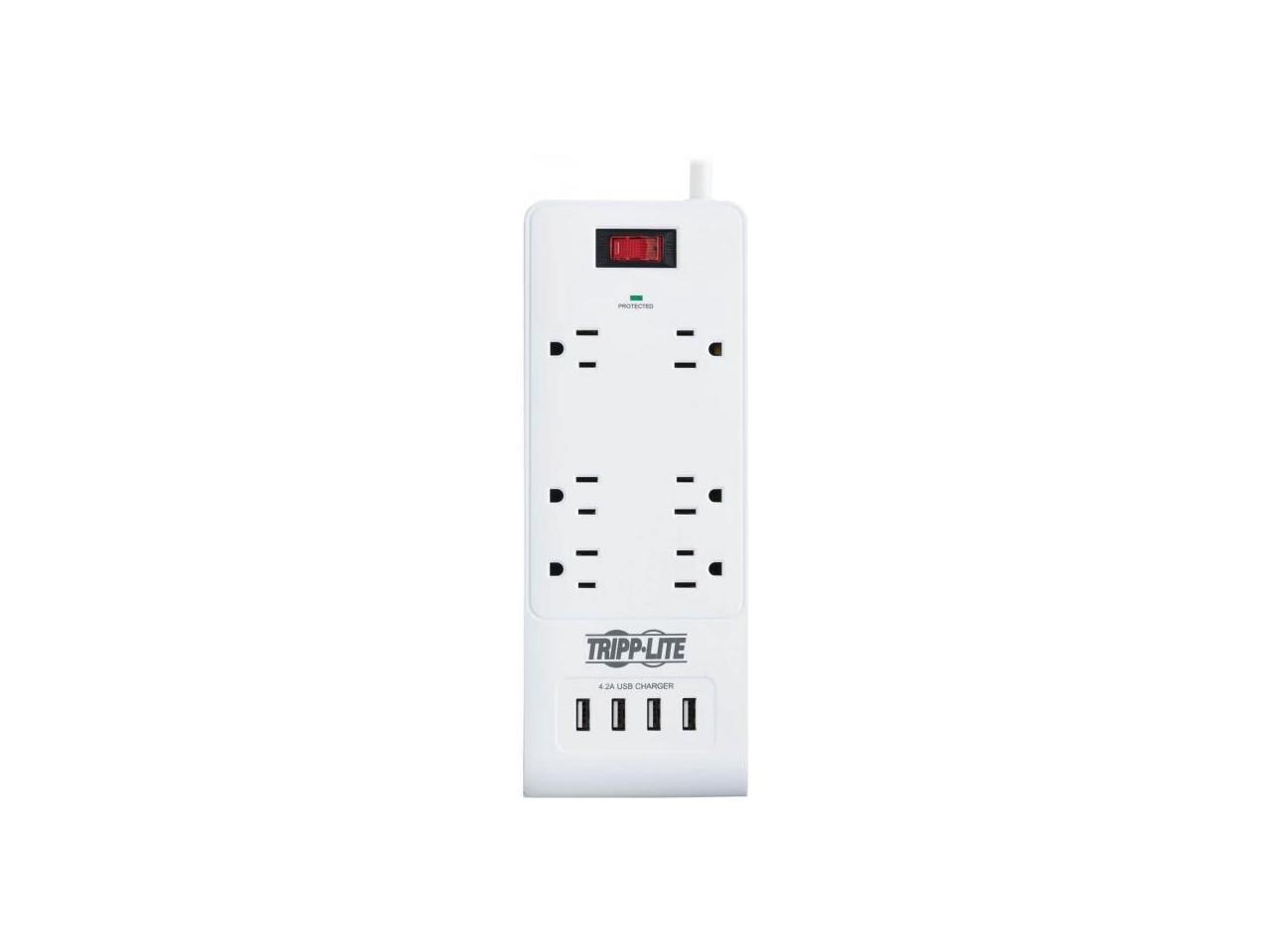 Tripp Lite 15ft 6-Outlet 4 USB Surge Protector Power Strip White TLP64USBRA15 5