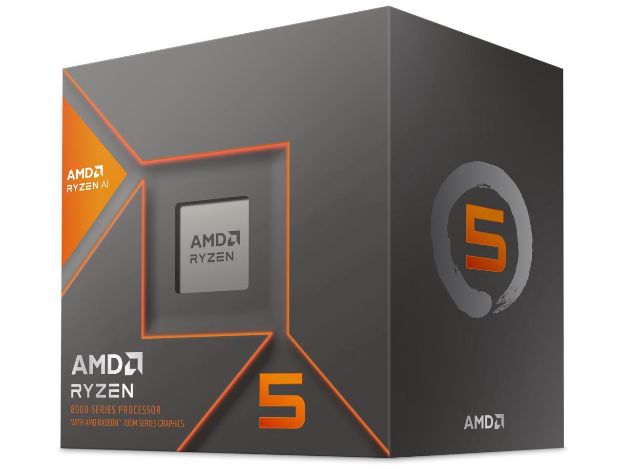 AMD Ryzen 5 8600G - Ryzen 5 8000-G Series 6-Core 4.3 GHz Socket AM5 65W AMD Radeon 760M Processor - 100-100001237BOX 1