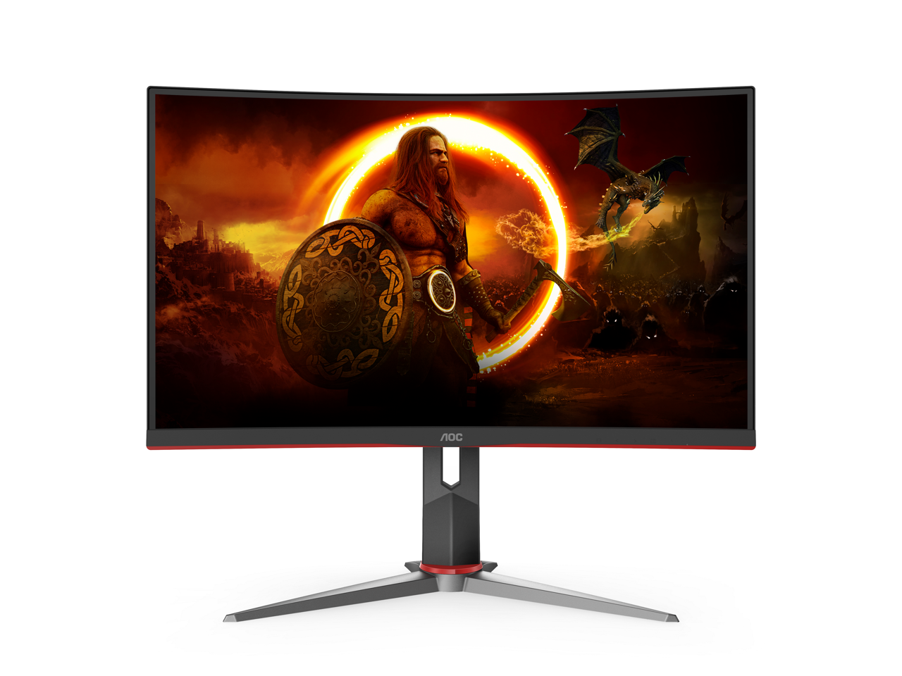 AOC 32" Curved Frameless Gaming Monitor 2K QHD, 1500R Curved VA, 1ms, 165Hz, FreeSync, Height adjustable, 3-Year Zero Dead Pixel Guarantee (CQ32G2S) 2