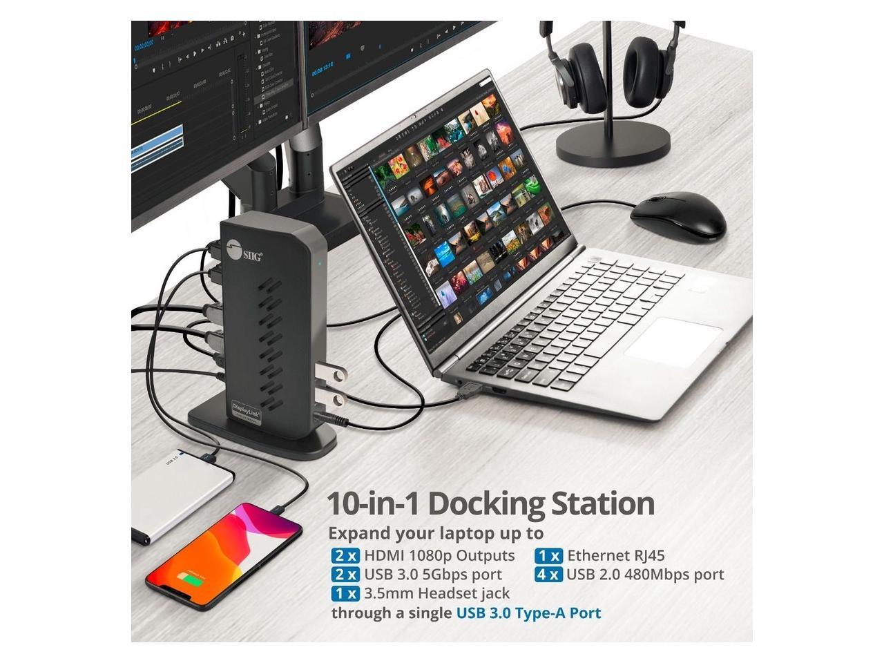 SIIG USB 3.0 Dual Head Full HD 1080p HDMI Video Docking Station - Mirror / Extend / Primary Video Mode - 5Gbps Data Transfer Rate 2