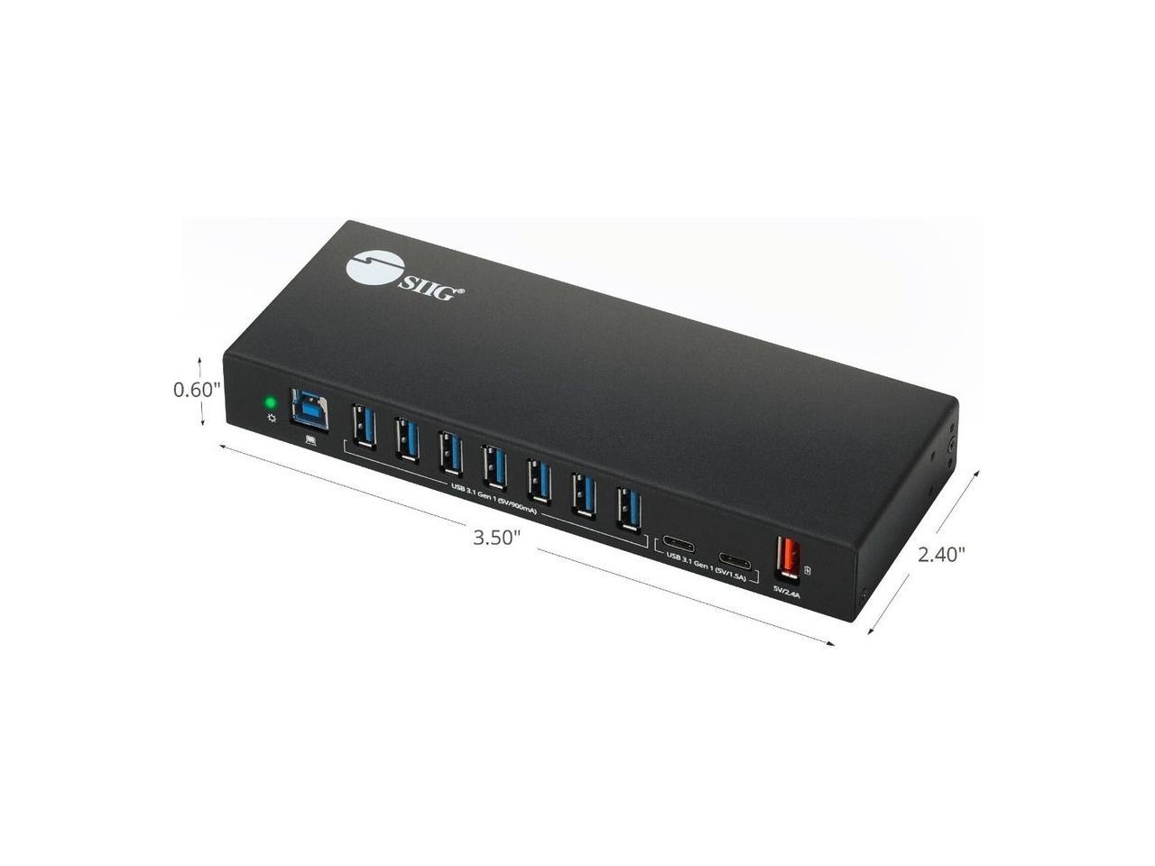 SIIG AC IDUS0811S1 10PT Industrial USB Gen 1 Hub w Dual USBC  65W Charging 4