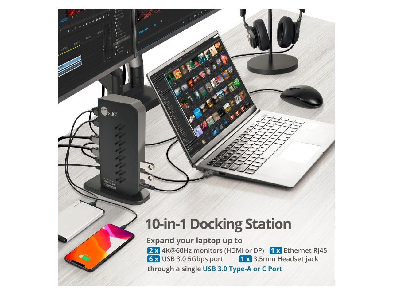 SIIG Universal Hybrid Dual 4K Video Docking Station - USB Type-C, Type-A & Thunderbolt 3 Compatible - Mirror / Extend / Primary Video Mode 3