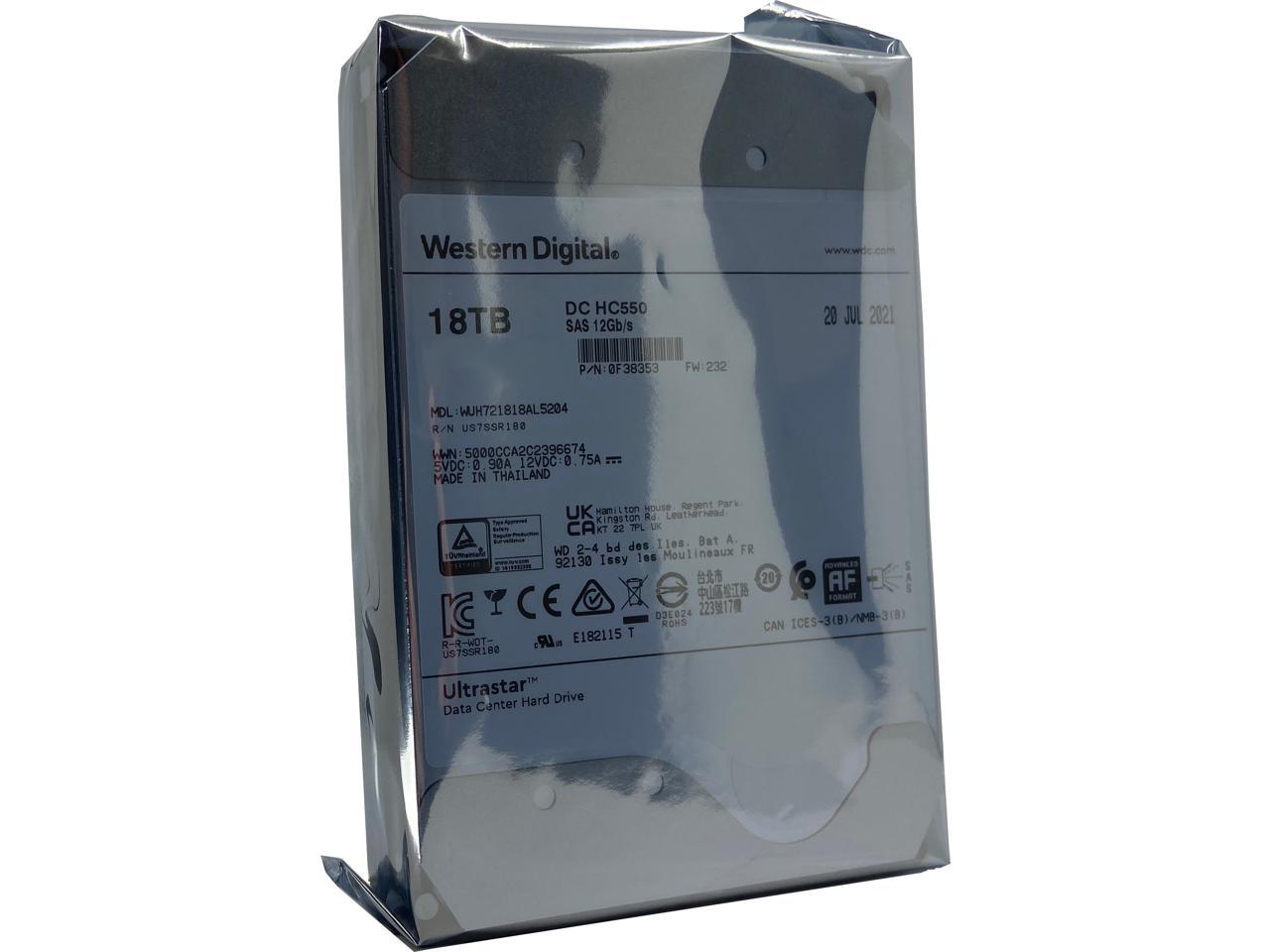 WD Ultrastar DC HC550 18TB Hard Drive 3.5" Internal 512MB 7200 RPM SAS 12Gb/s 512E SE P3 0F38353 (WUH721818AL5204) 2